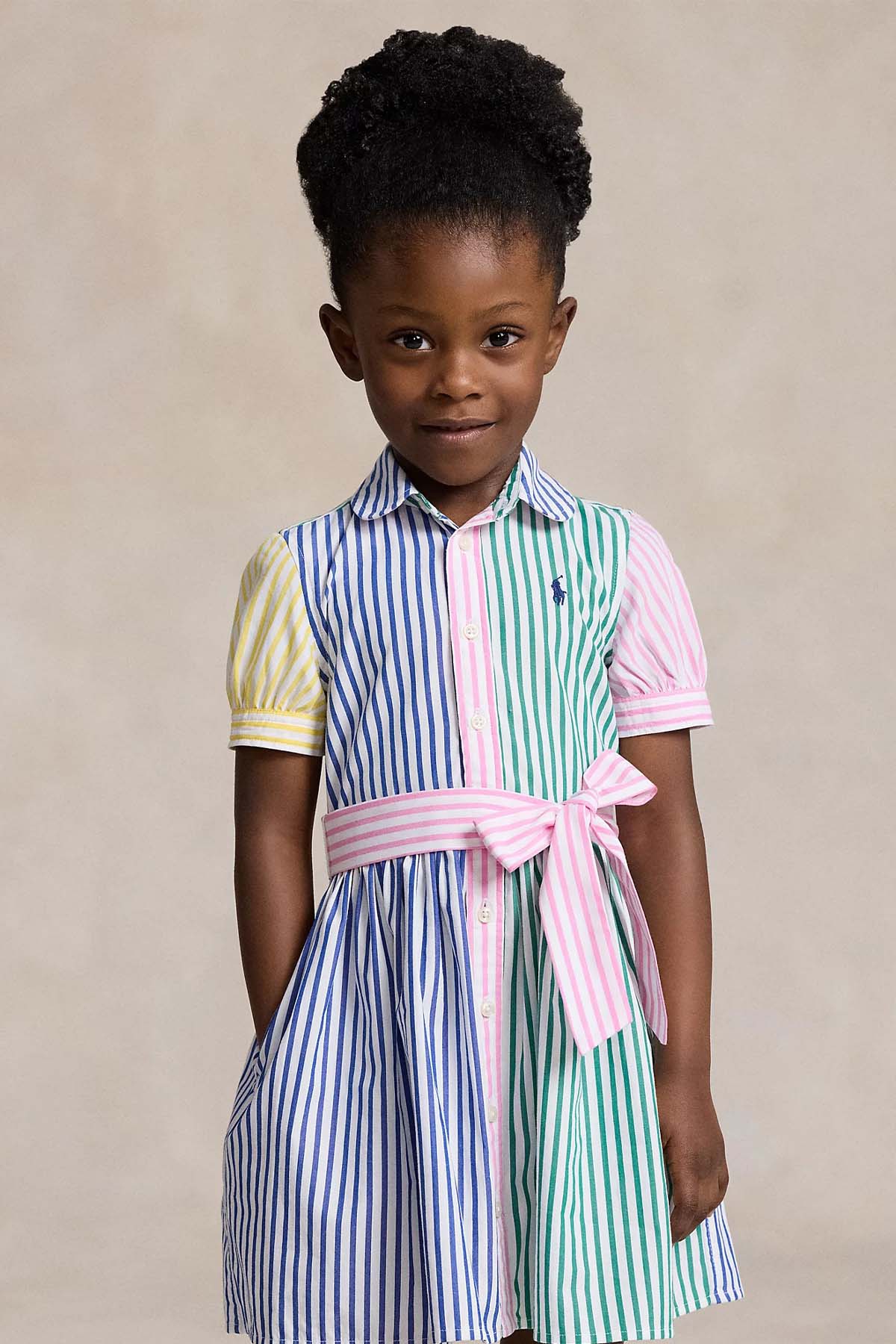 Polo Ralph Lauren Kids 2-4 Yaş Kız Çocuk Kemerli Çizgili Gömlek Elbise