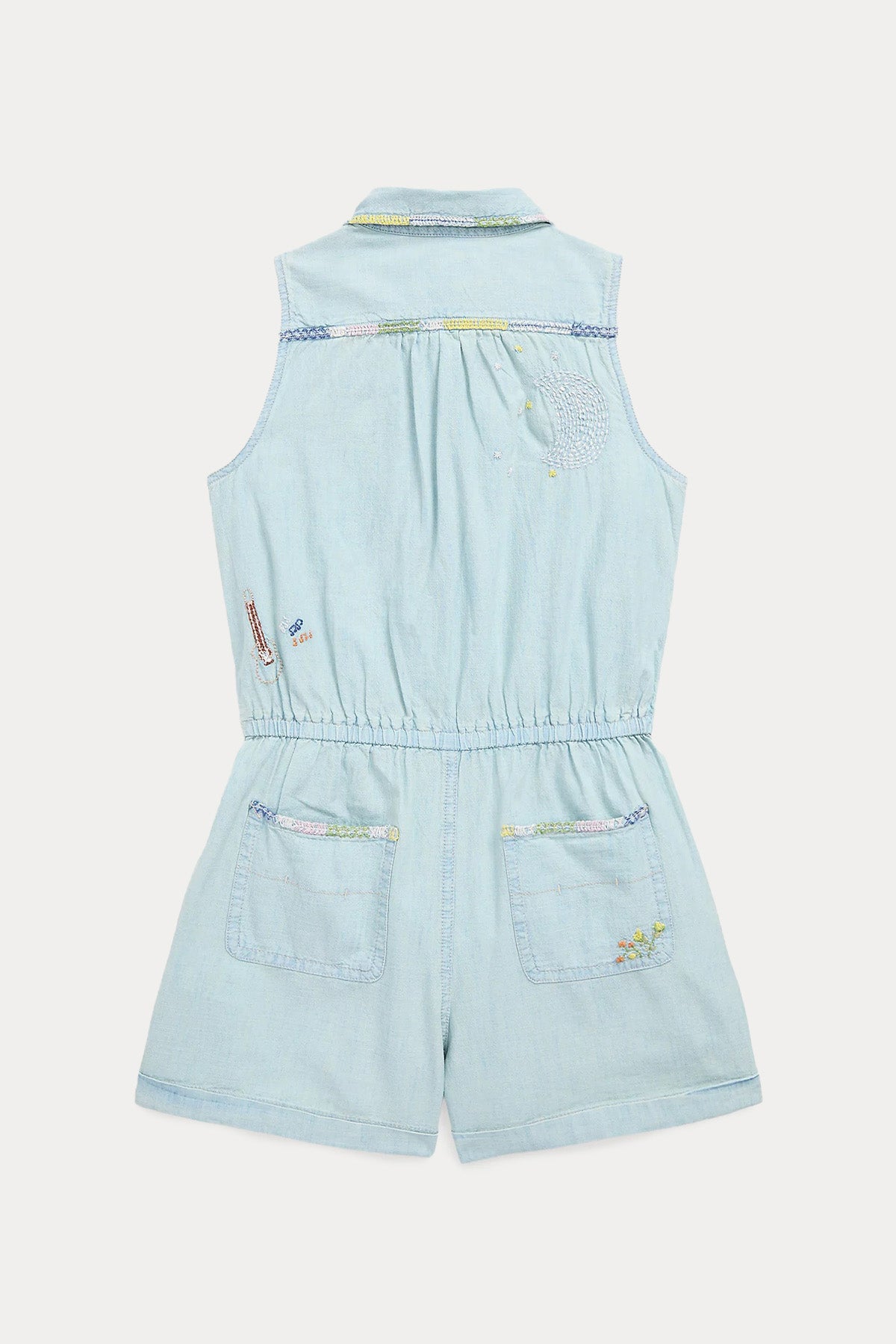 Polo Ralph Lauren Kids 7 Yaş Kız Çocuk Renkli Nakışlı Denim Tulum