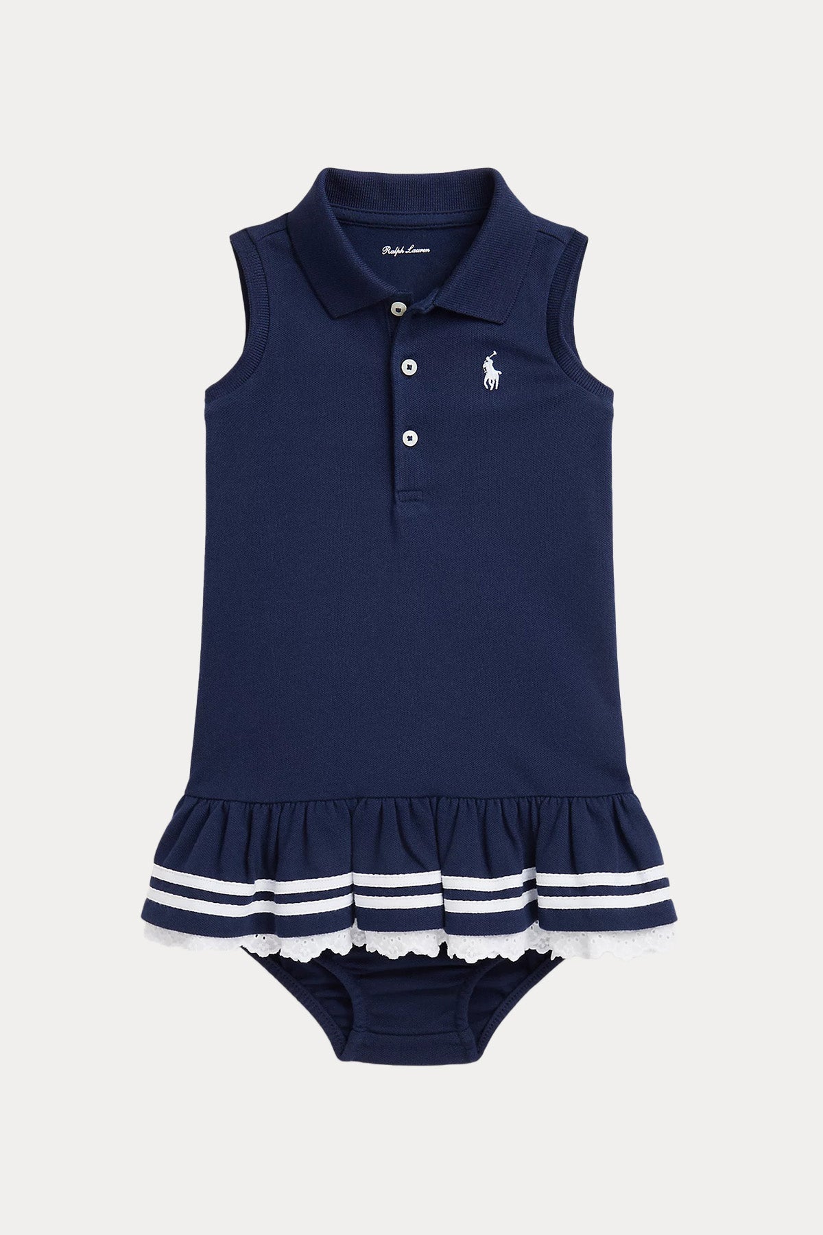 Polo Ralph Lauren Kids 12-24 Aylık Kız Bebek Şortlu Polo Yaka Elbise