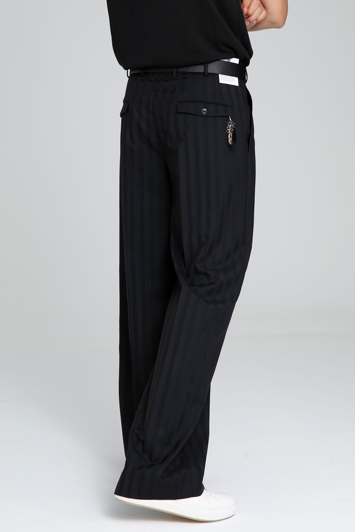 Pantaloni Torino Edge Geniş Kesim Çizgili Yün Pantolon-Pantolon-Libas