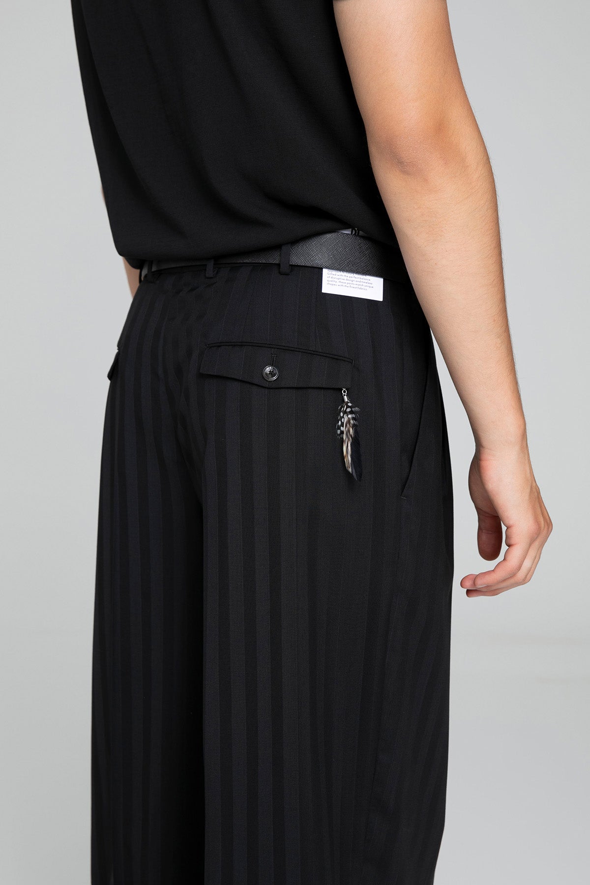 Pantaloni Torino Edge Geniş Kesim Çizgili Yün Pantolon-Pantolon-Libas