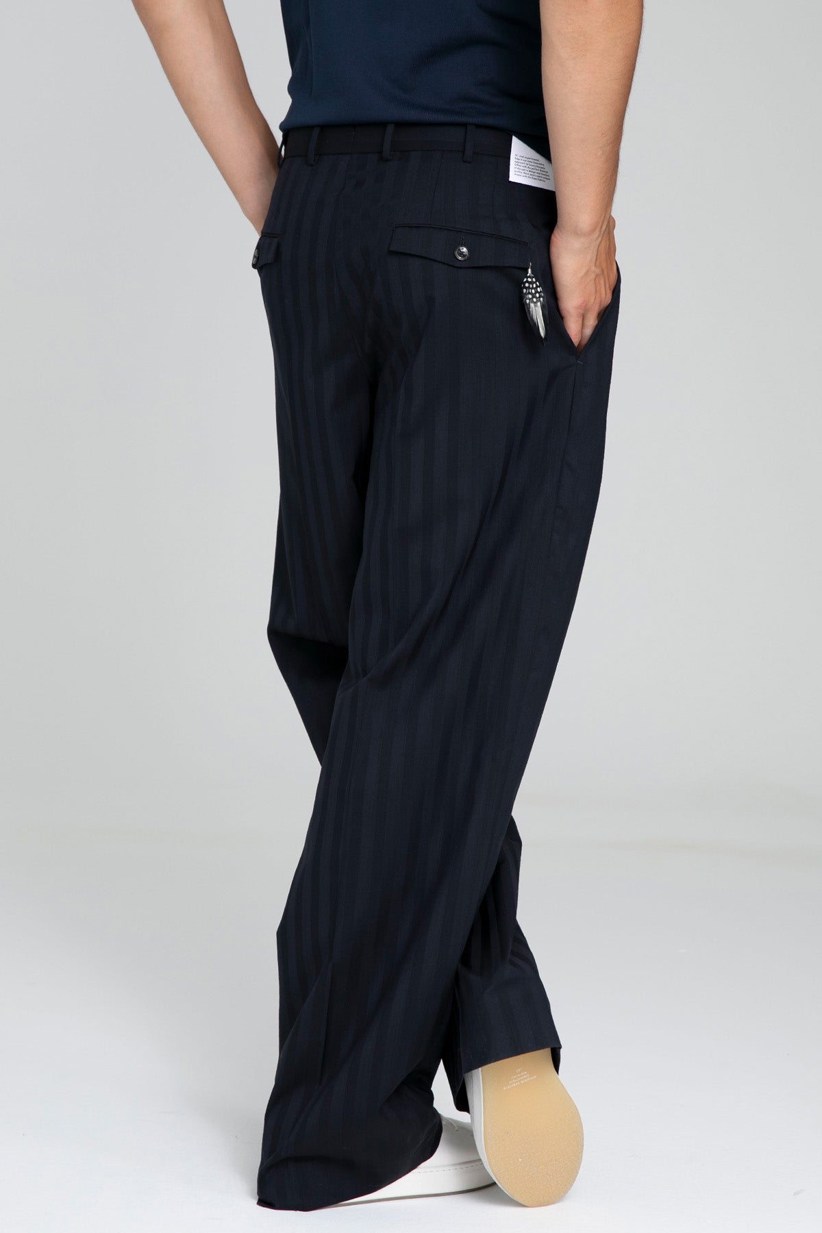 Pantaloni Torino Edge Geniş Kesim Çizgili Yün Pantolon