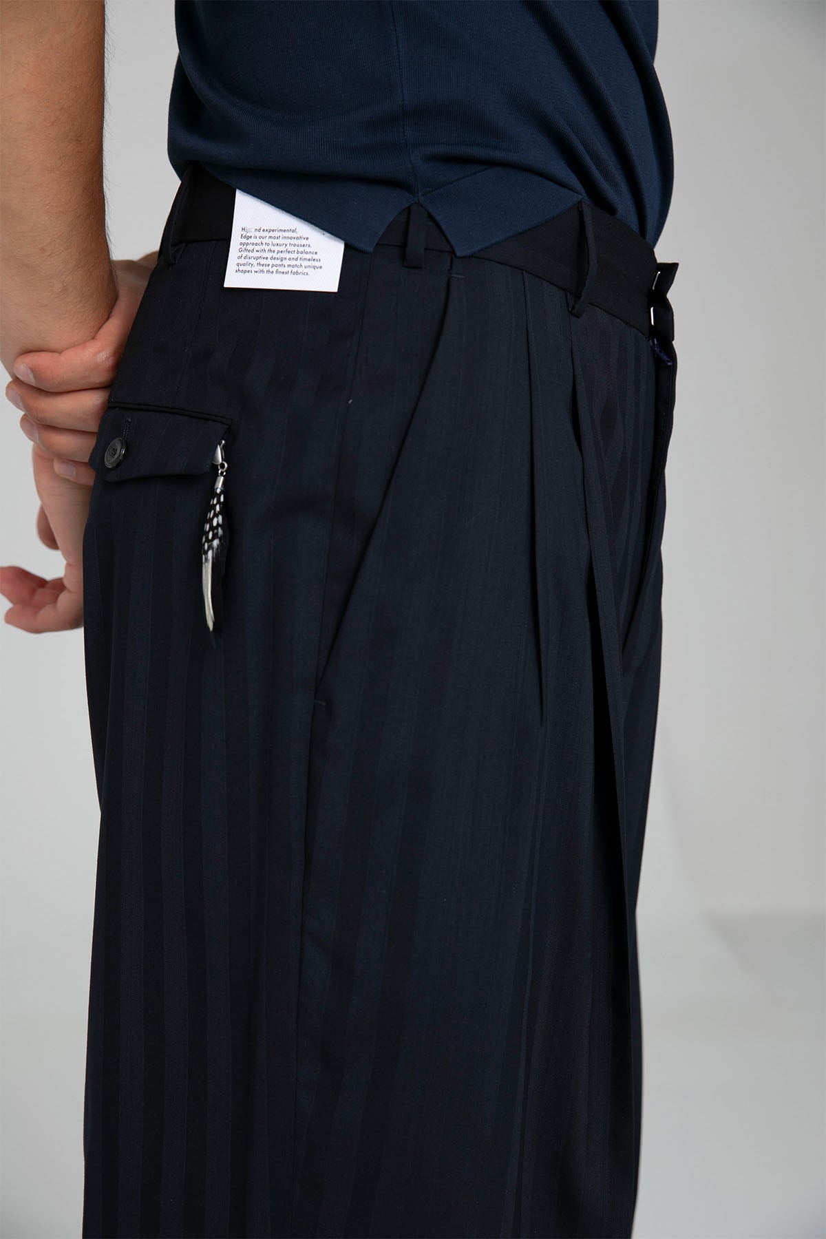 Pantaloni Torino Edge Geniş Kesim Çizgili Yün Pantolon