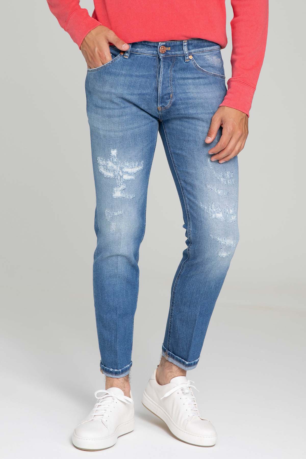 Pantaloni Torino Reggae Fit Yıkamalı Duble Paça Jeans-Jeans-Libas