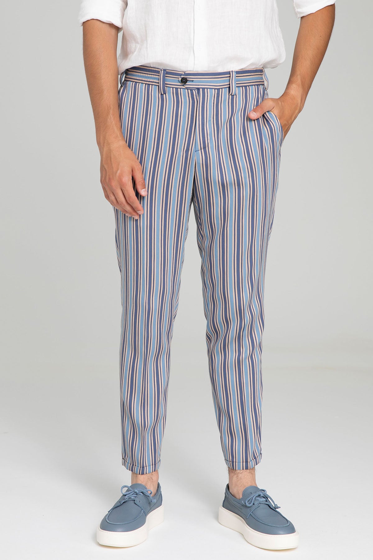 Pantaloni Torino The Rebel Streç Duble Paça Çizgili Pantolon