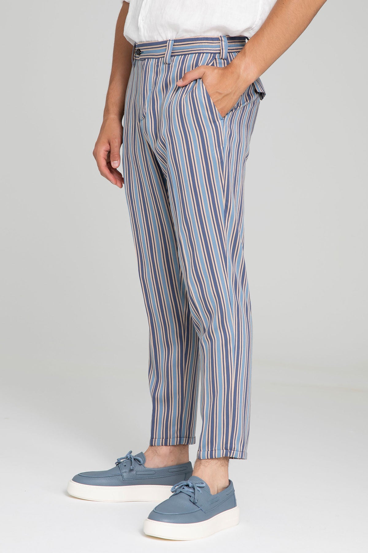 Pantaloni Torino The Rebel Streç Duble Paça Çizgili Pantolon