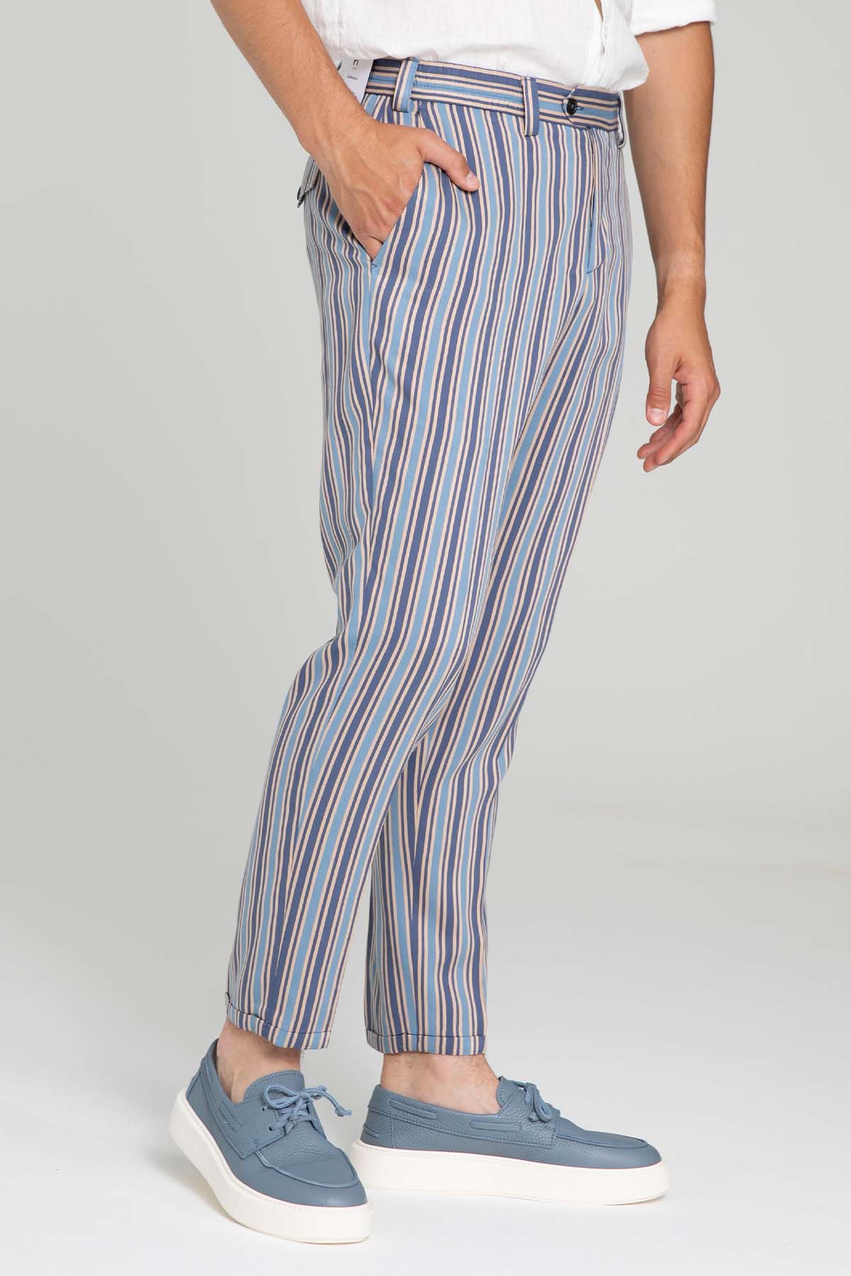 Pantaloni Torino The Rebel Streç Duble Paça Çizgili Pantolon