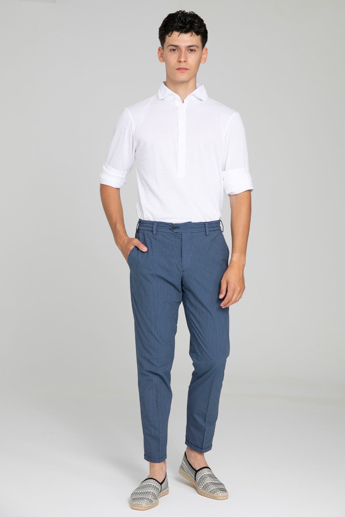 Pantaloni Torino The Rebel Slim Fit Streç Çizgili Pantolon