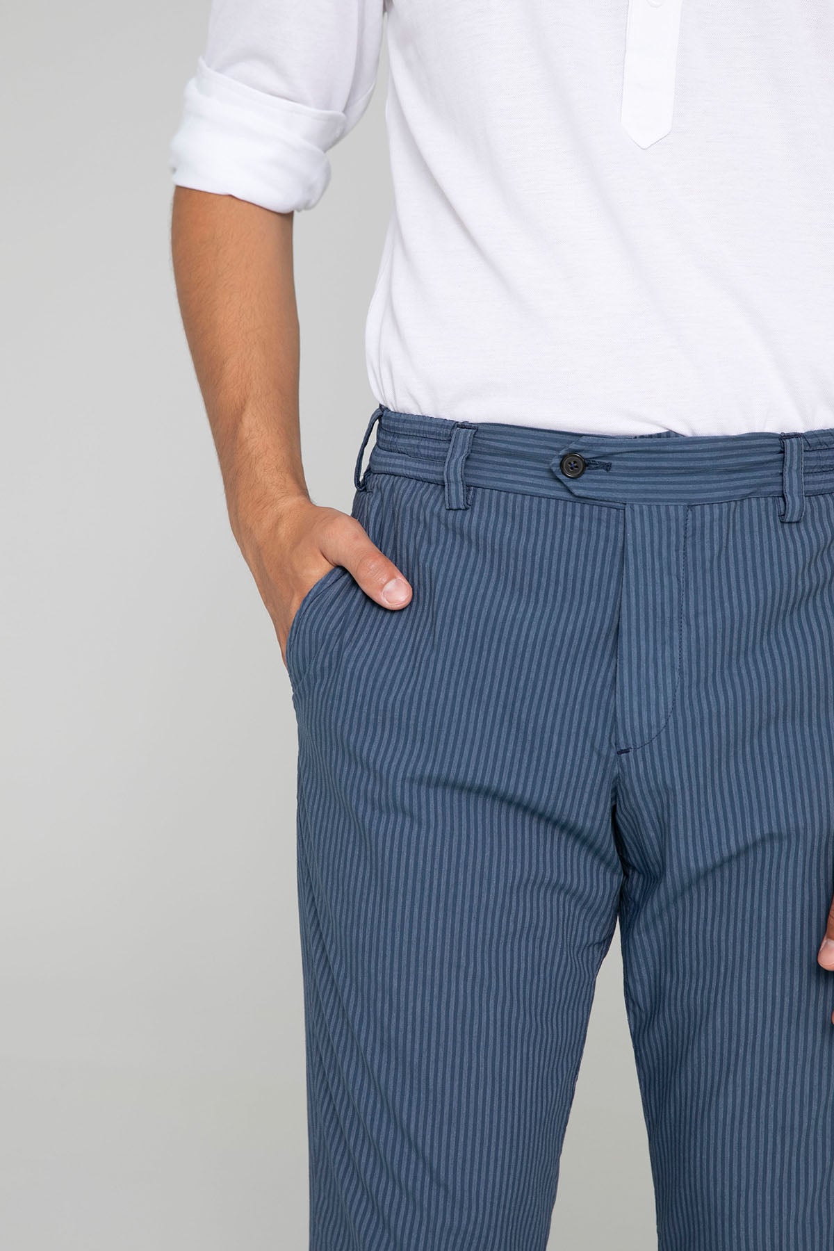 Pantaloni Torino The Rebel Slim Fit Streç Çizgili Pantolon