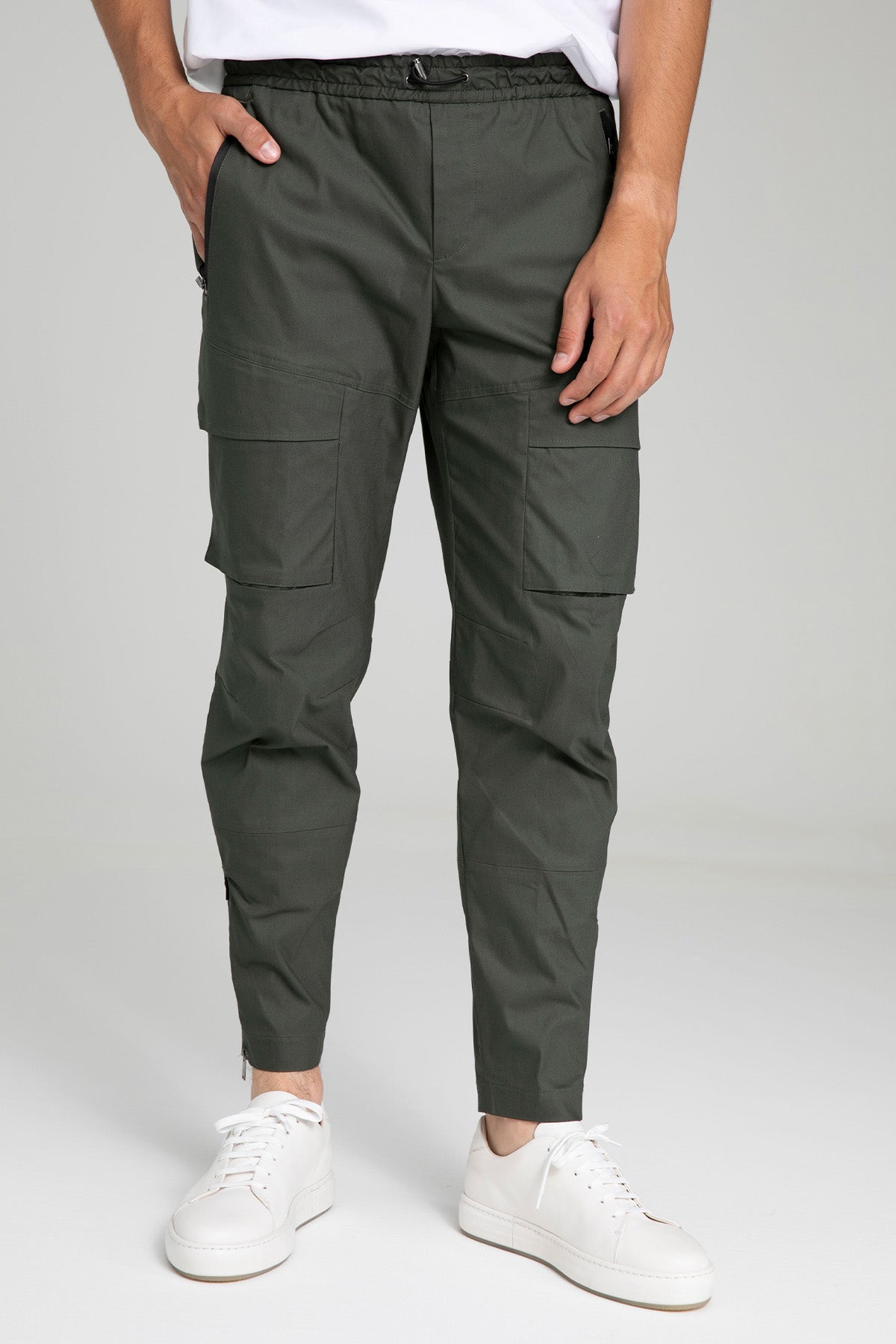 Pantaloni Torino Paçası Fermuarlı Streç Kargo Pantolon