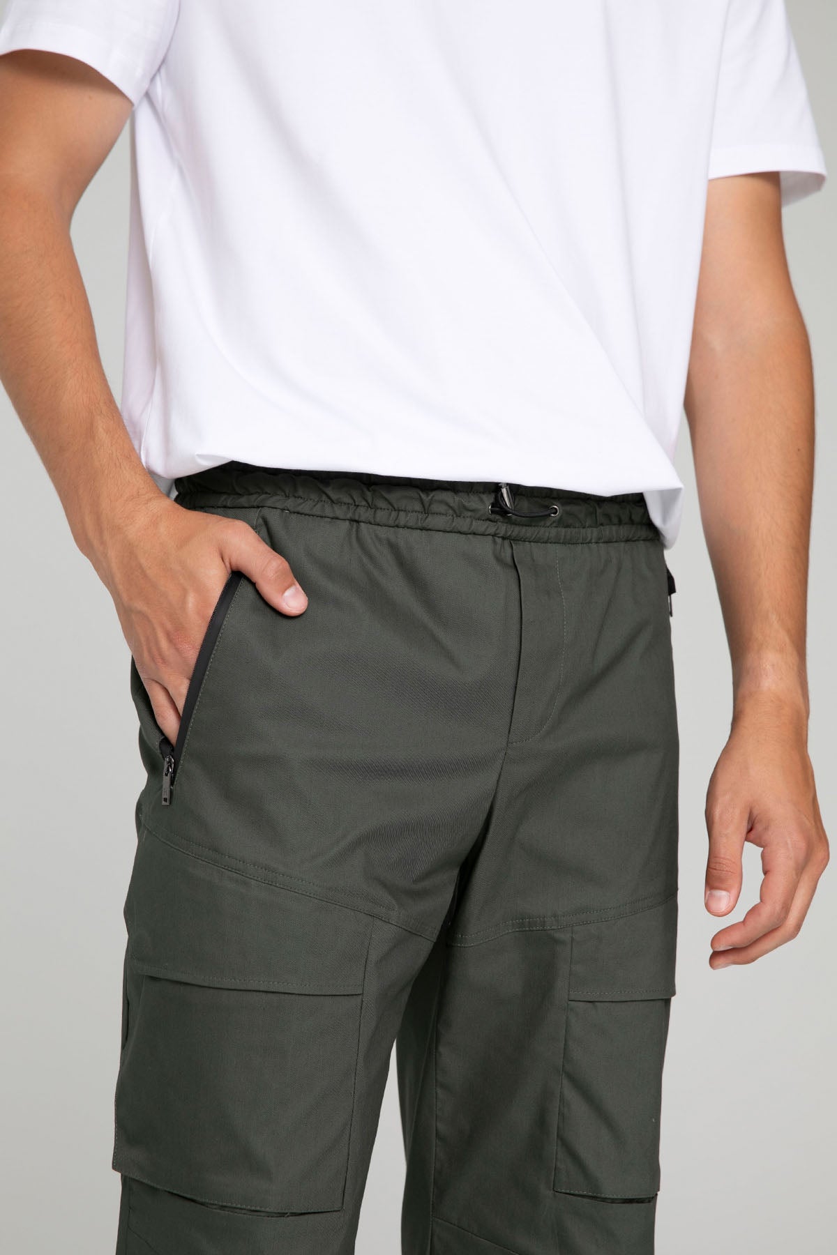 Pantaloni Torino Paçası Fermuarlı Streç Kargo Pantolon