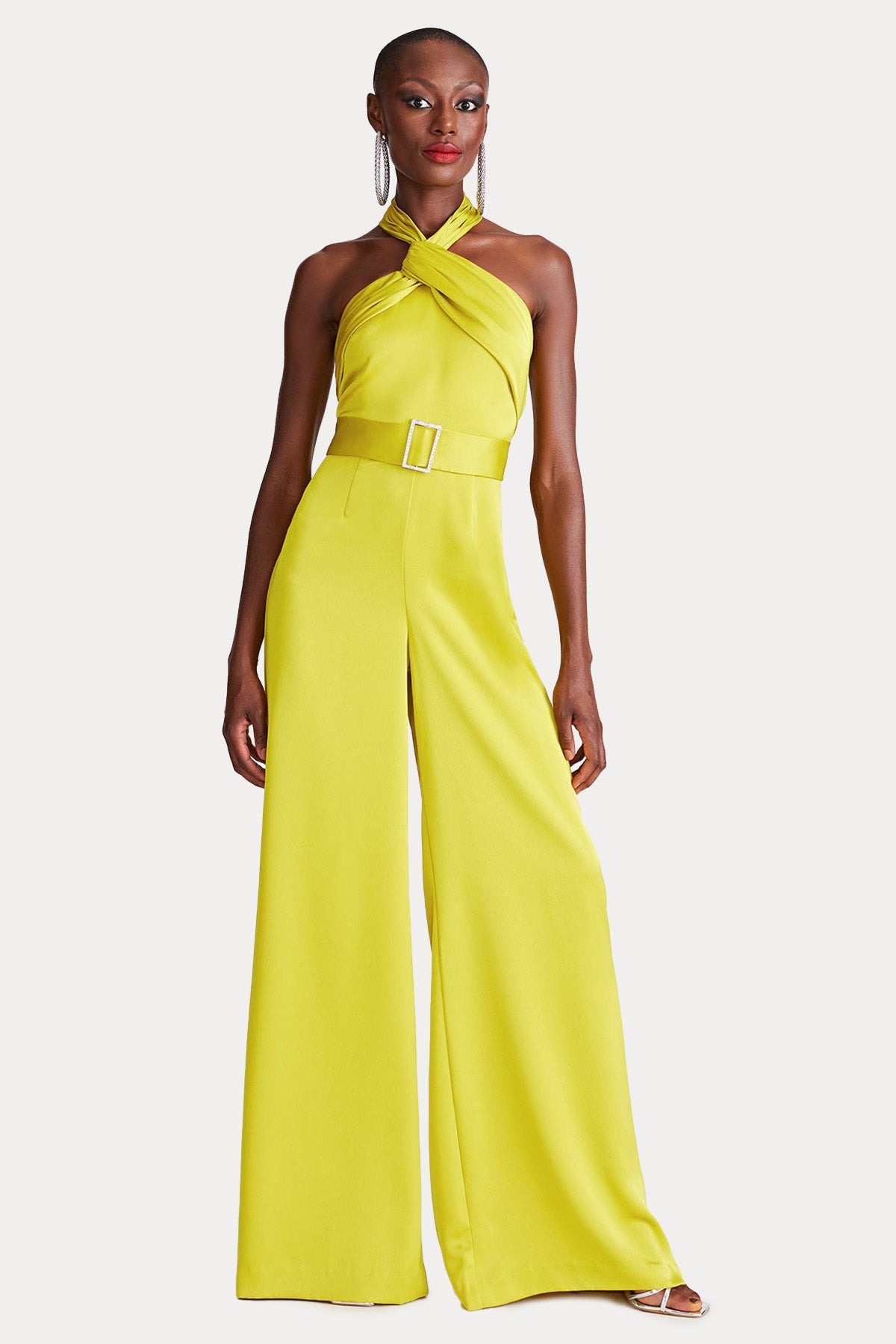 Halston Kemerli Geniş Paça Abiye Tulum-Abiye-Libas