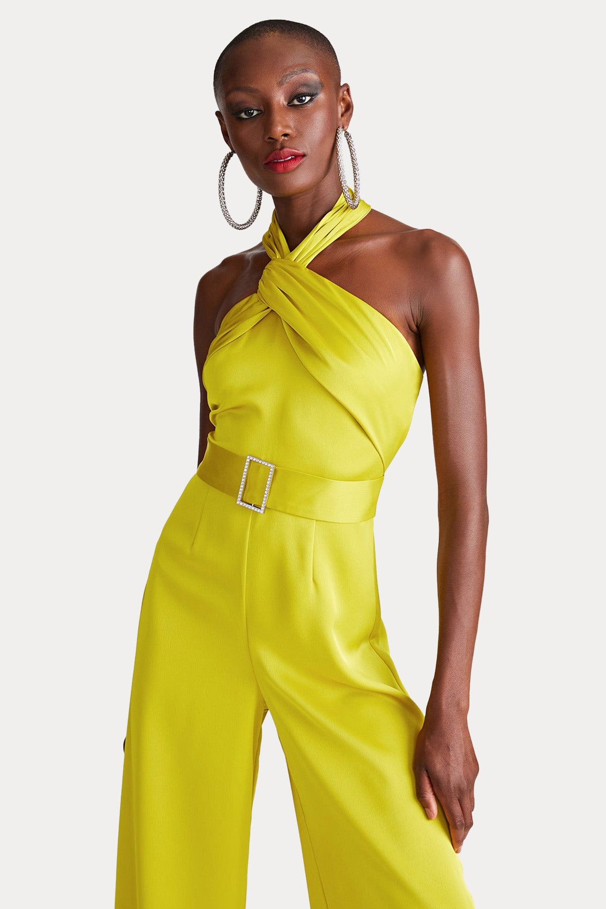 Halston Kemerli Geniş Paça Abiye Tulum-Abiye-Libas