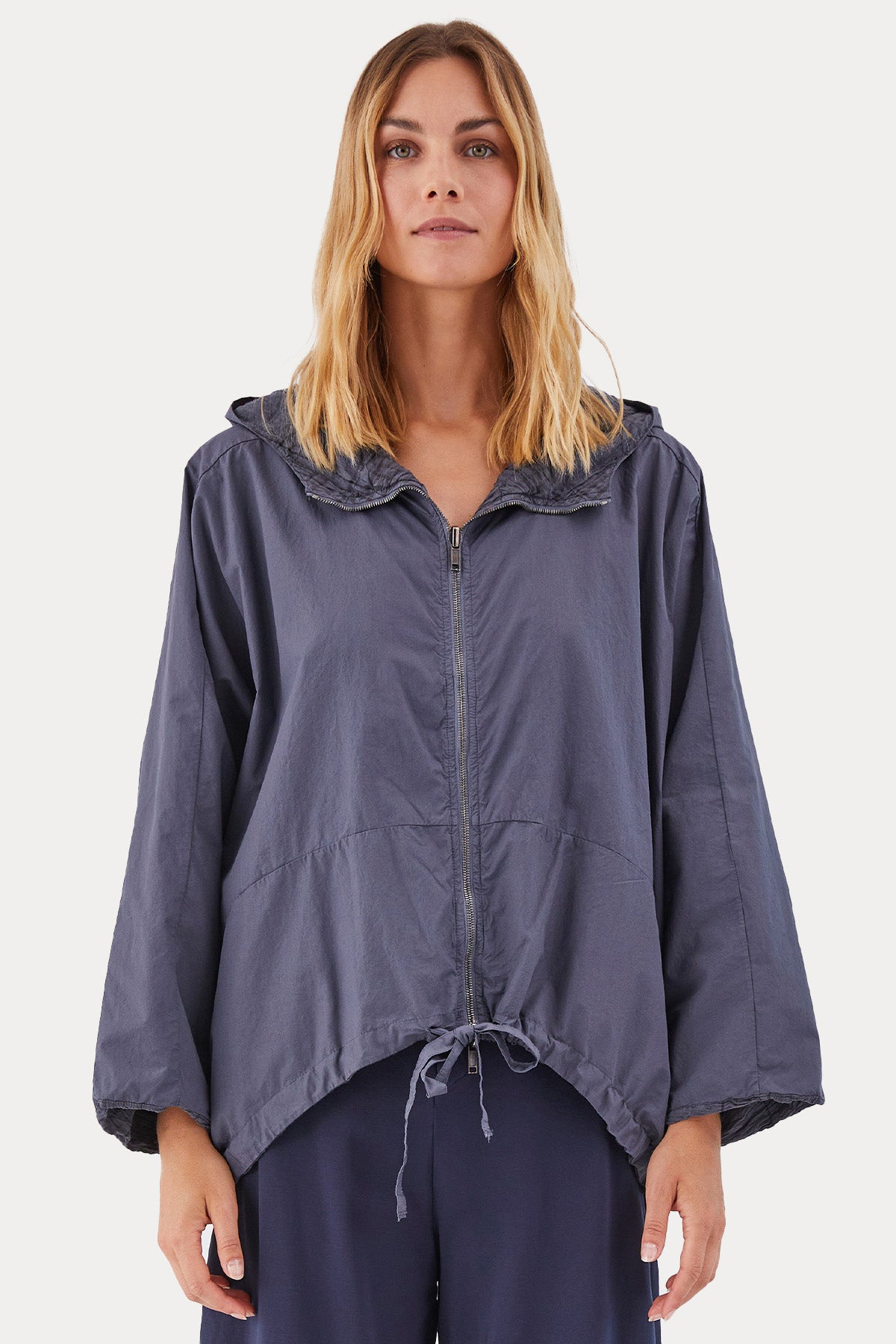 Transit Çift Taraflı Geniş Kesim Kapüşonlu Keten Ceket