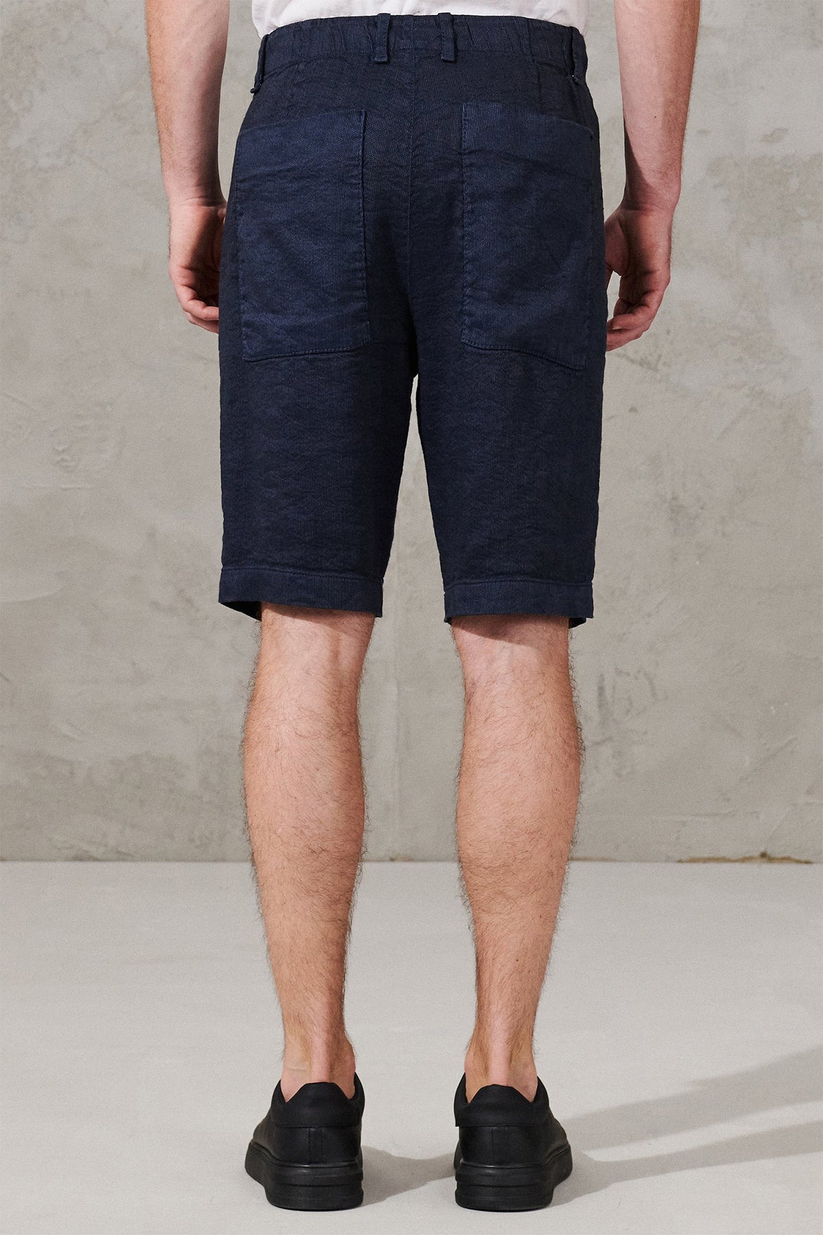 Transit Beli Lastikli Yandan Cepli Tek Pile Keten Şort