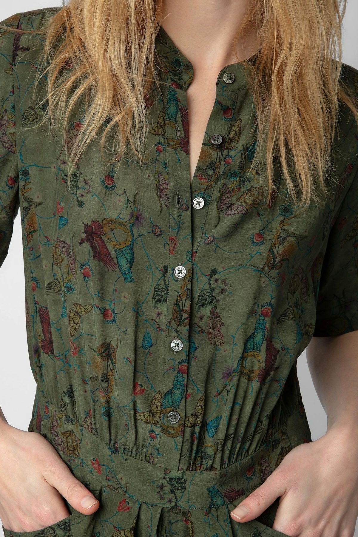 Zadig & Voltaire Hakim Yaka Desenli Midi Elbise