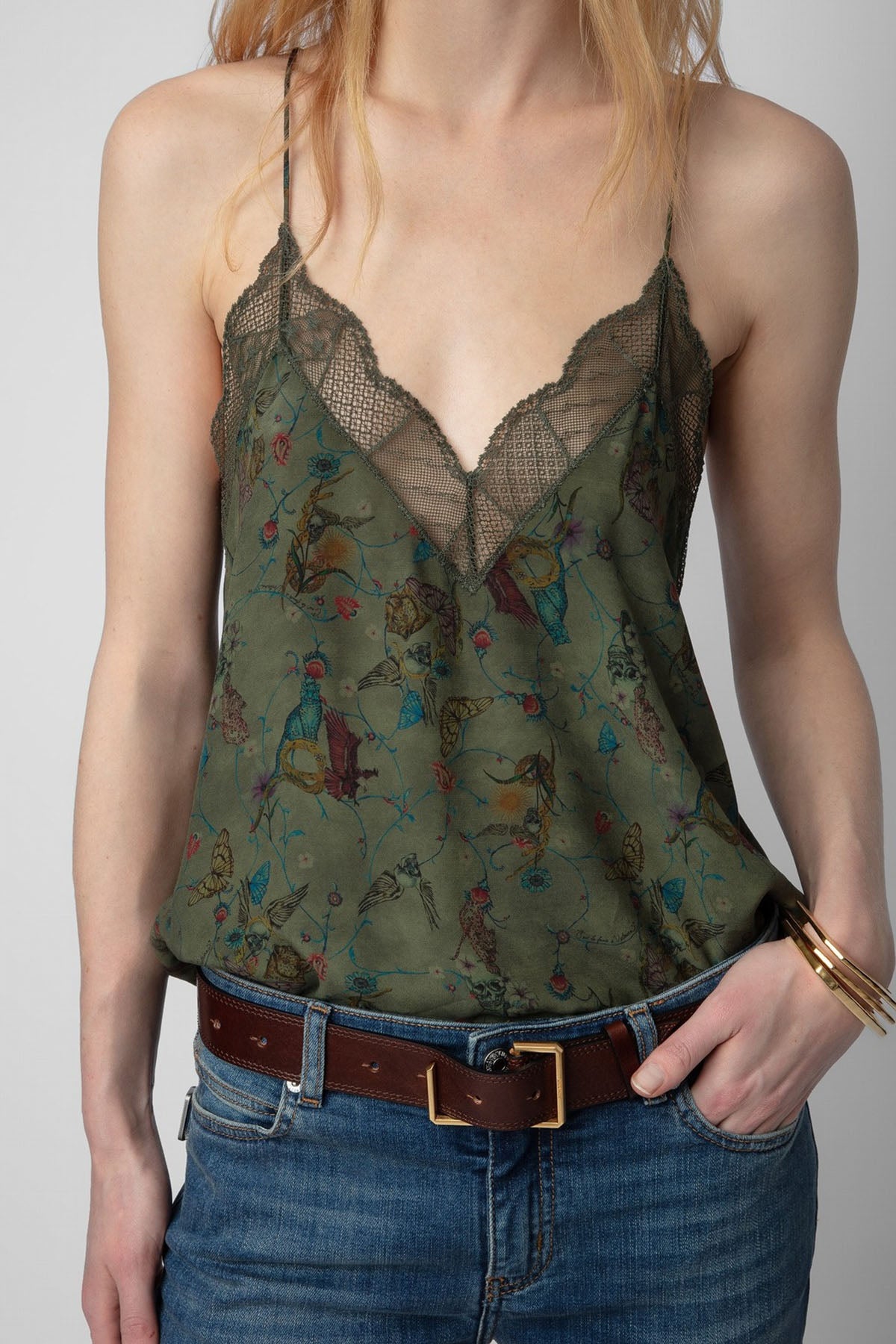 Zadig & Voltaire Dantel Detaylı Askılı Desenli Bluz