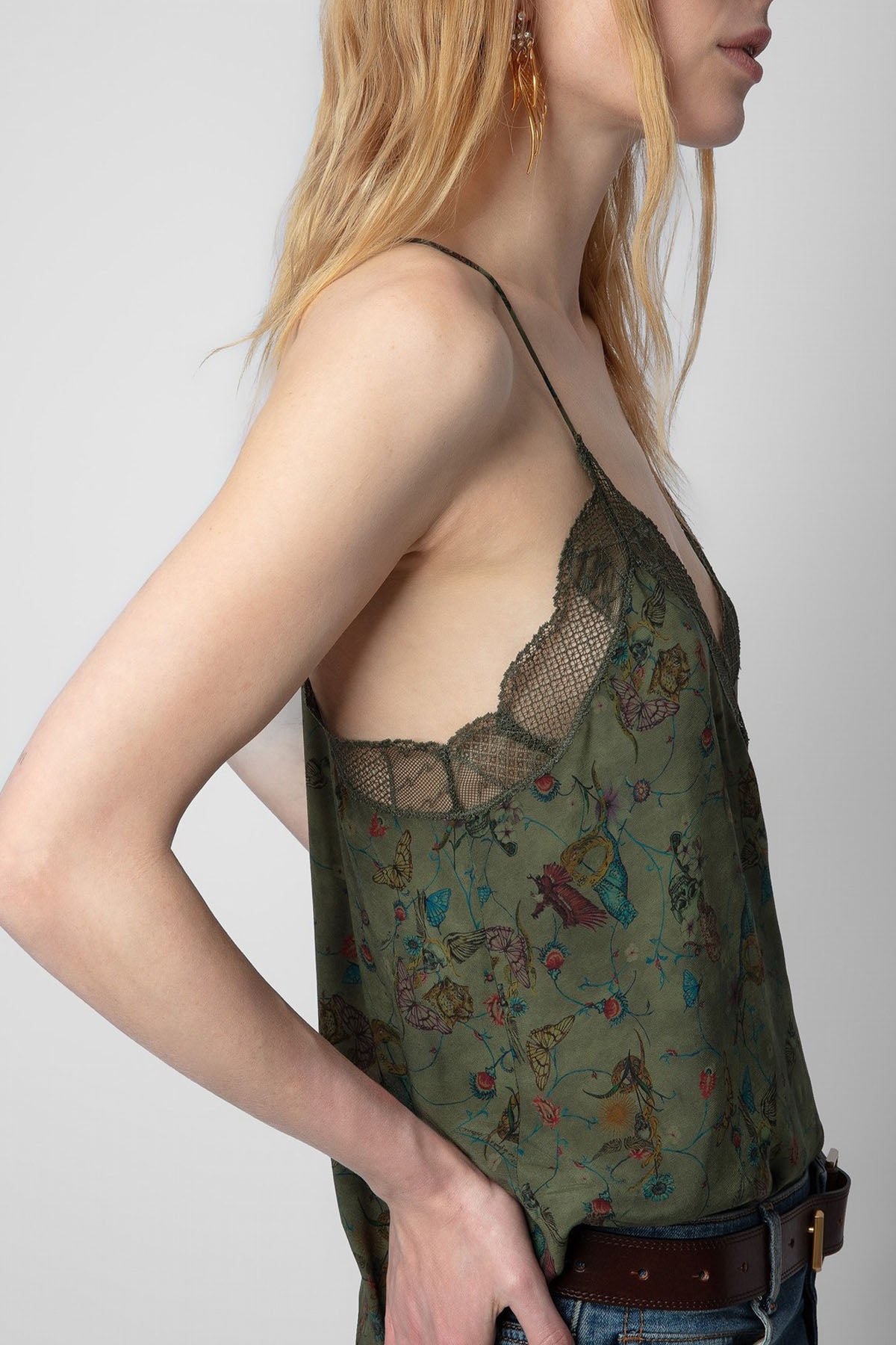 Zadig & Voltaire Dantel Detaylı Askılı Desenli Bluz