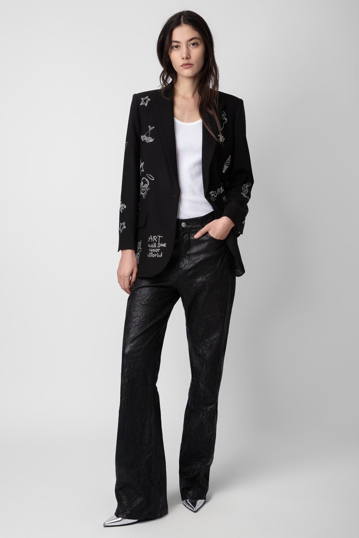 Zadig & Voltaire Parlak Taş Logolu Blazer Ceket