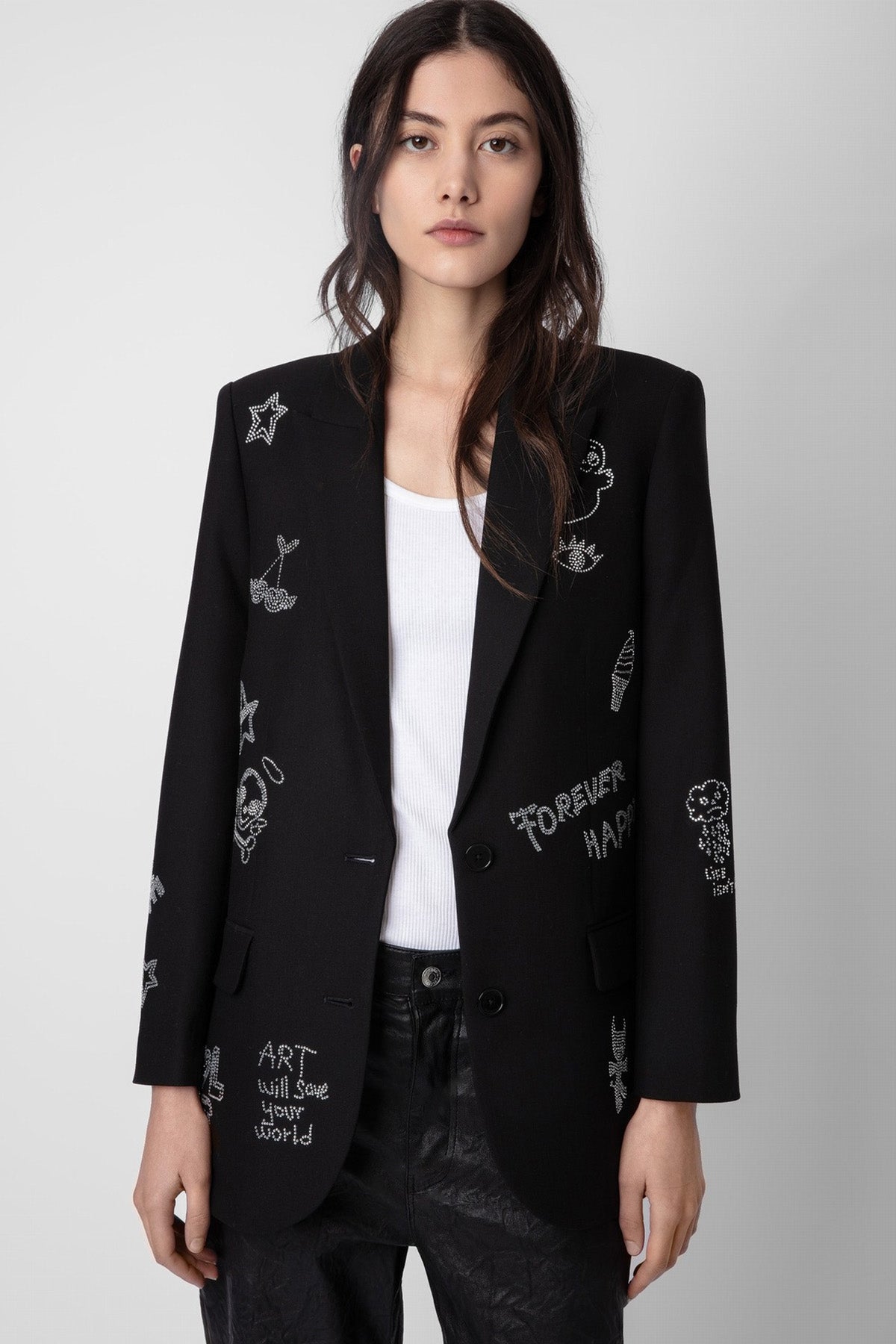 Zadig & Voltaire Parlak Taş Logolu Blazer Ceket