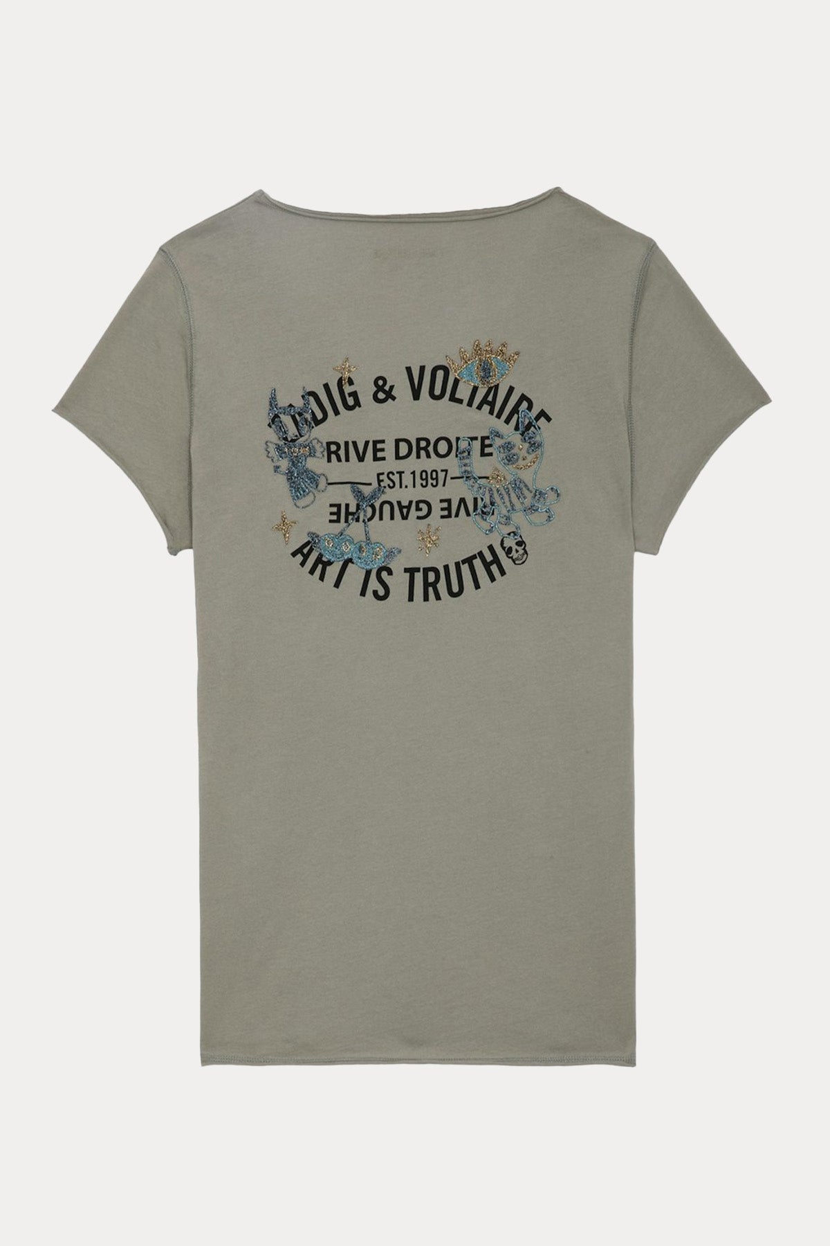 Zadig & Voltaire V Yaka Sırtta Nakış Logolu T-shirt