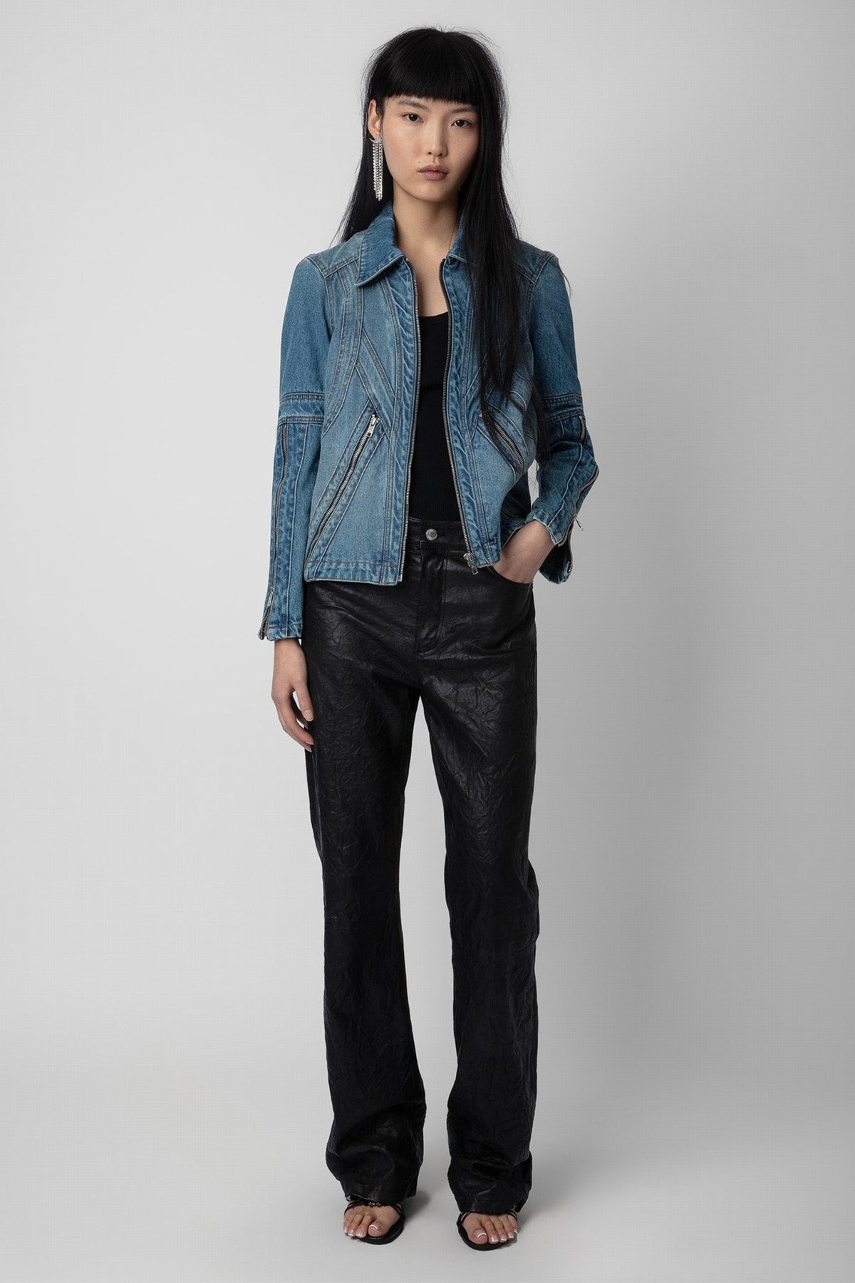 Zadig & Voltaire Fermuar Detaylı Denim Ceket