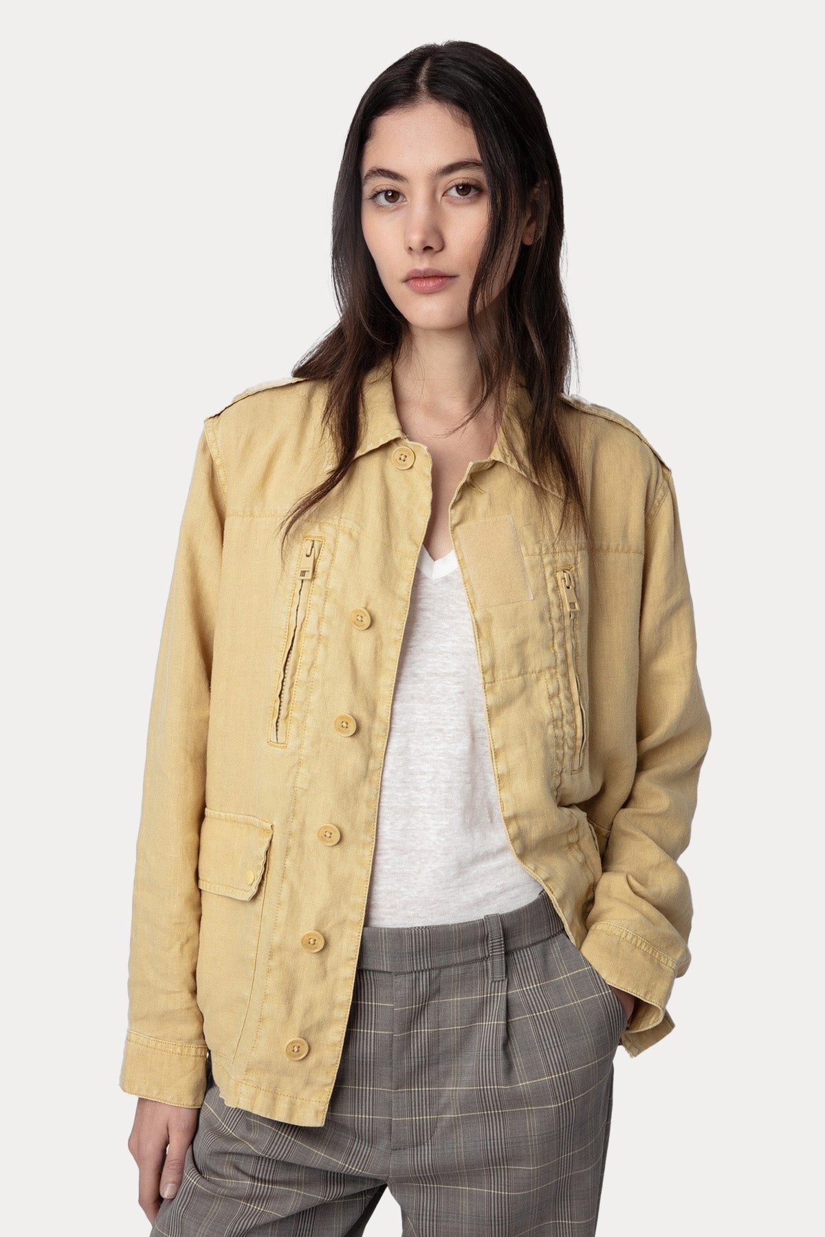 Zadig & Voltaire Sırtta Nakış Logolu Keten Gömlek Ceket