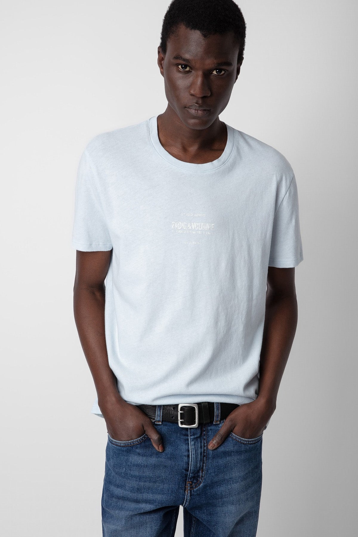 Zadig & Voltaire Yuvarlak Yaka Logolu Keten T-shirt