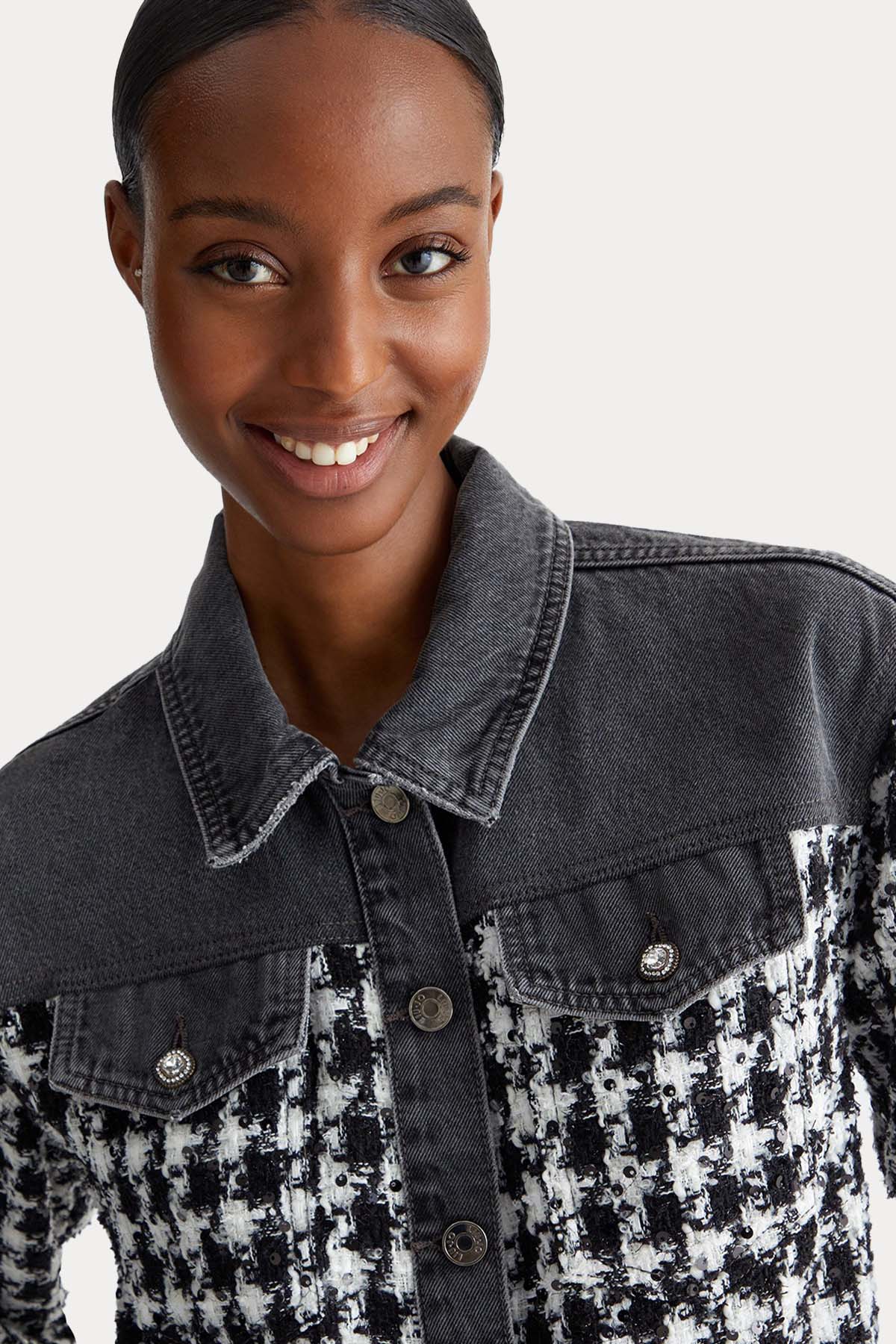 Liu Jo Denim Detaylı Desenli Ceket-Ceket-Libas