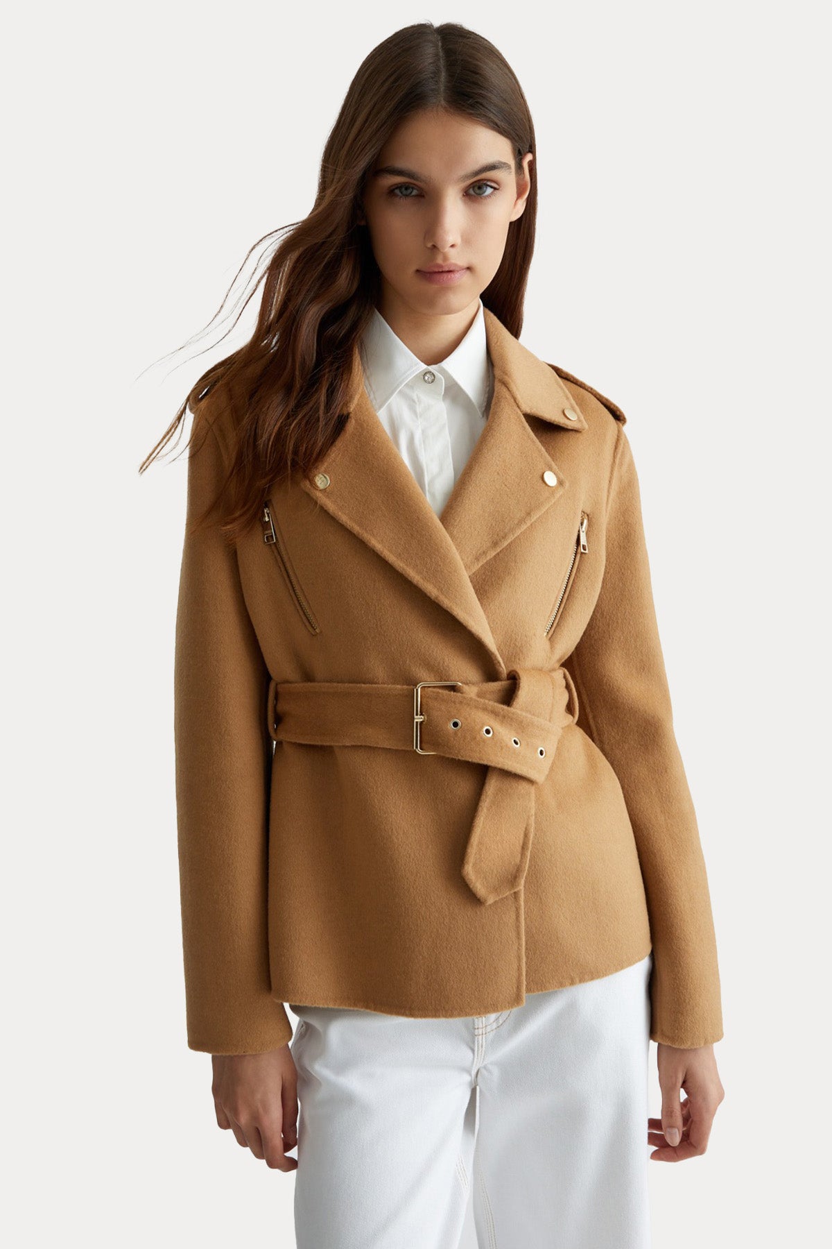 Liu Jo Kemerli Kısa Yün Kaban