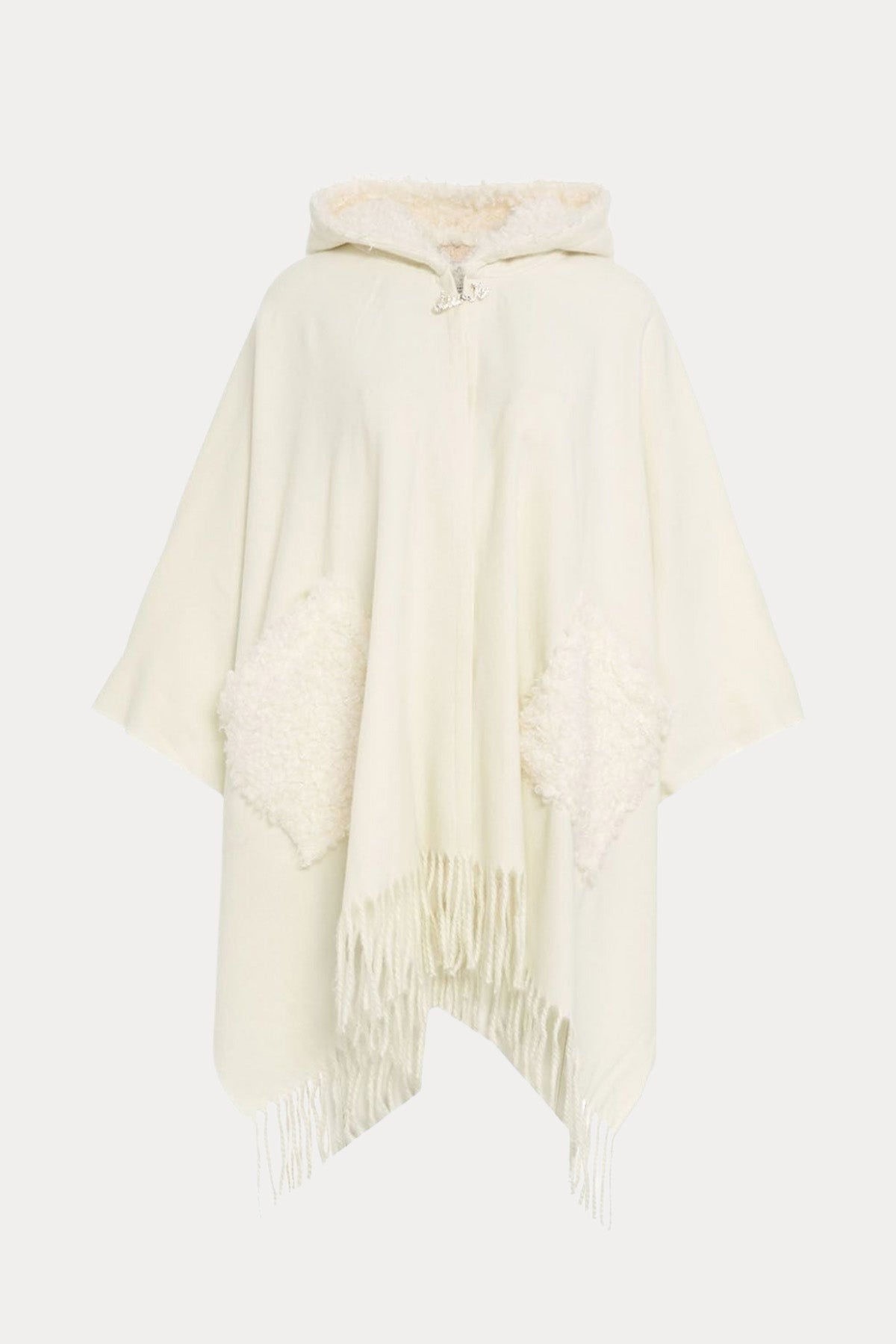 Liu Jo Peluş Detaylı Geniş Kesim Kapüşonlu Panço