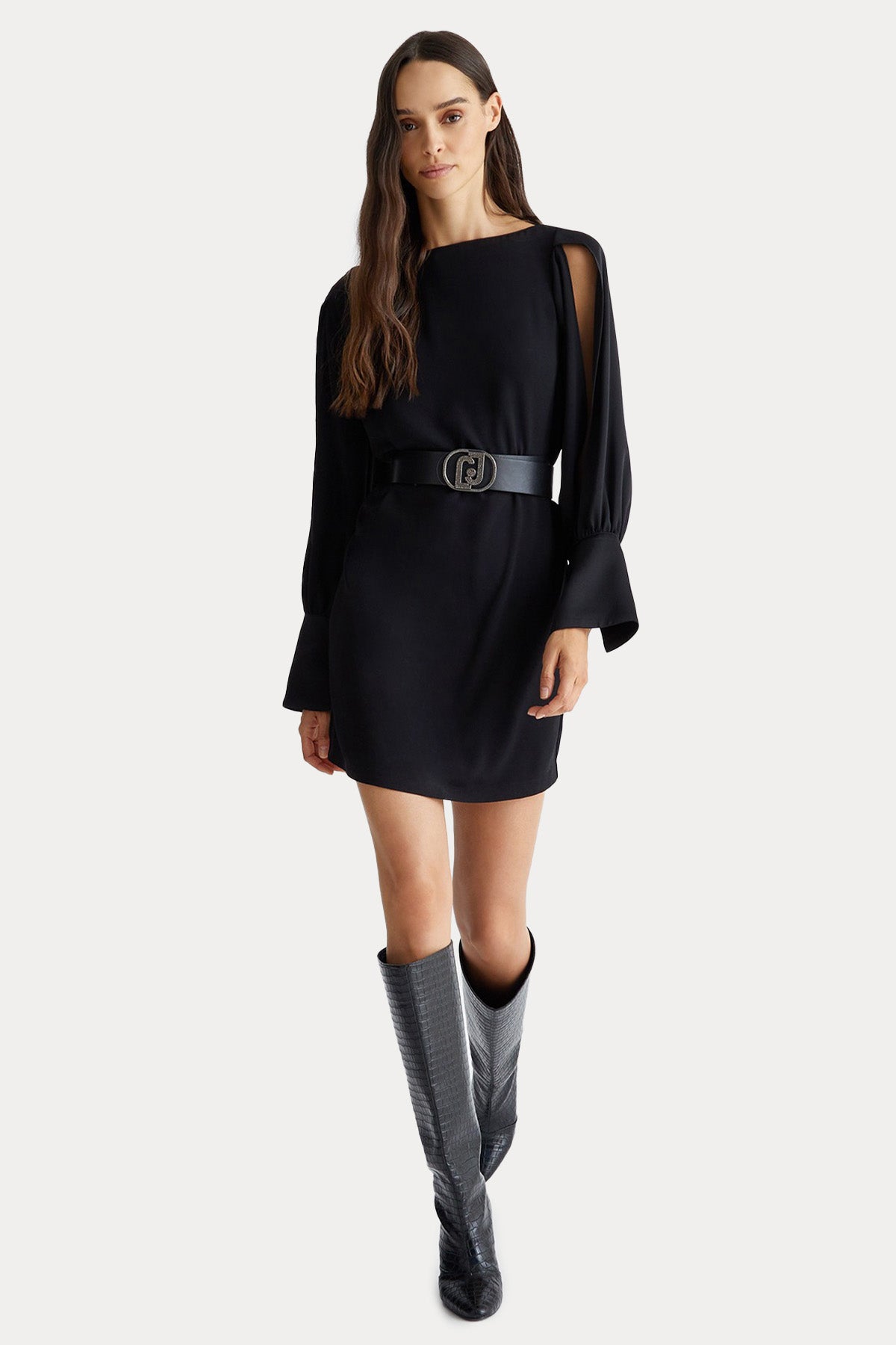 Liu Jo Yırtmaç Detaylı Kalın Manşet Kollu Mini Elbise