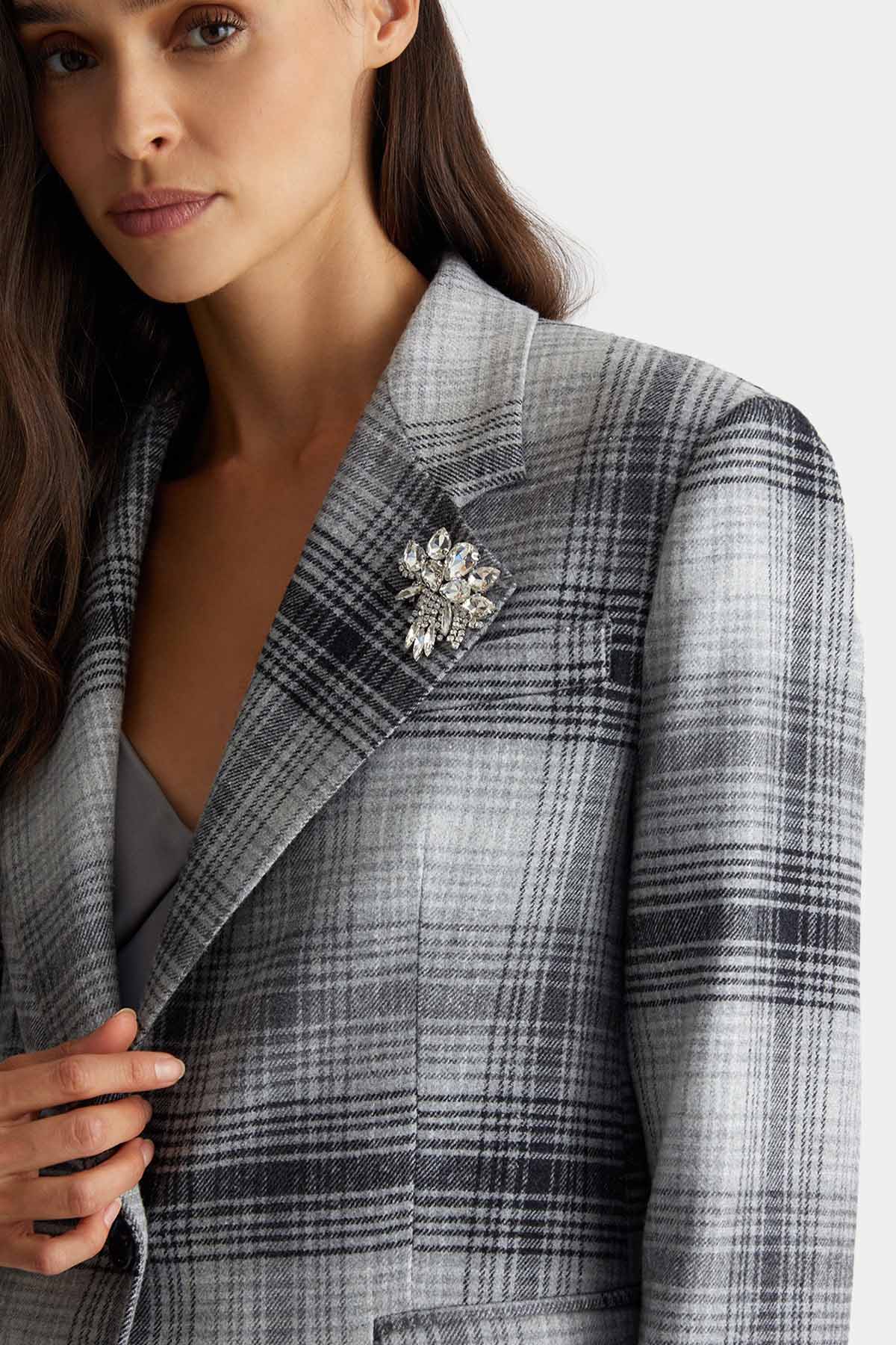 Liu Jo Ekose Desenli Blazer Ceket-Ceket-Libas
