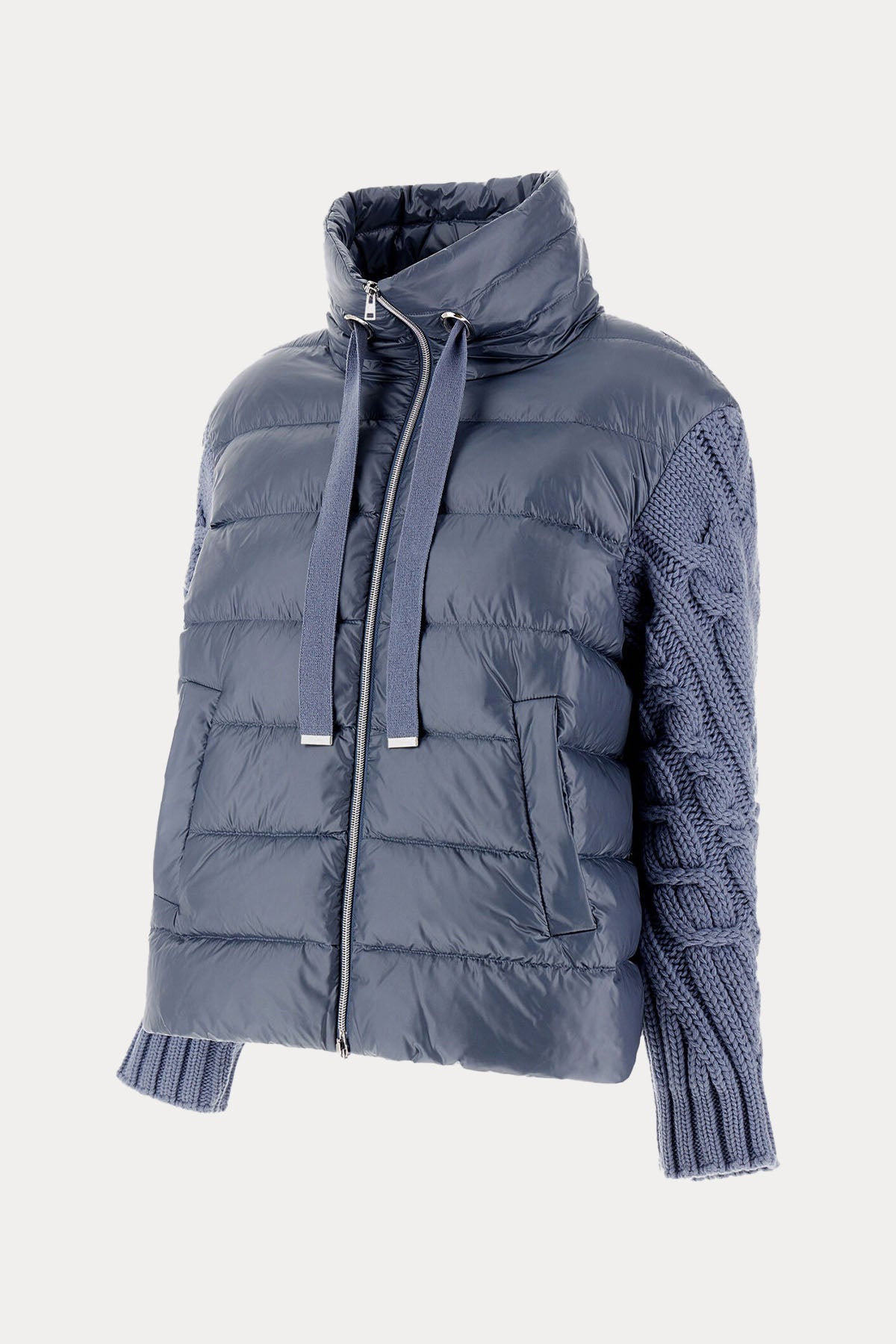 Herno Örgü Yün Kollu Dik Yaka Mont