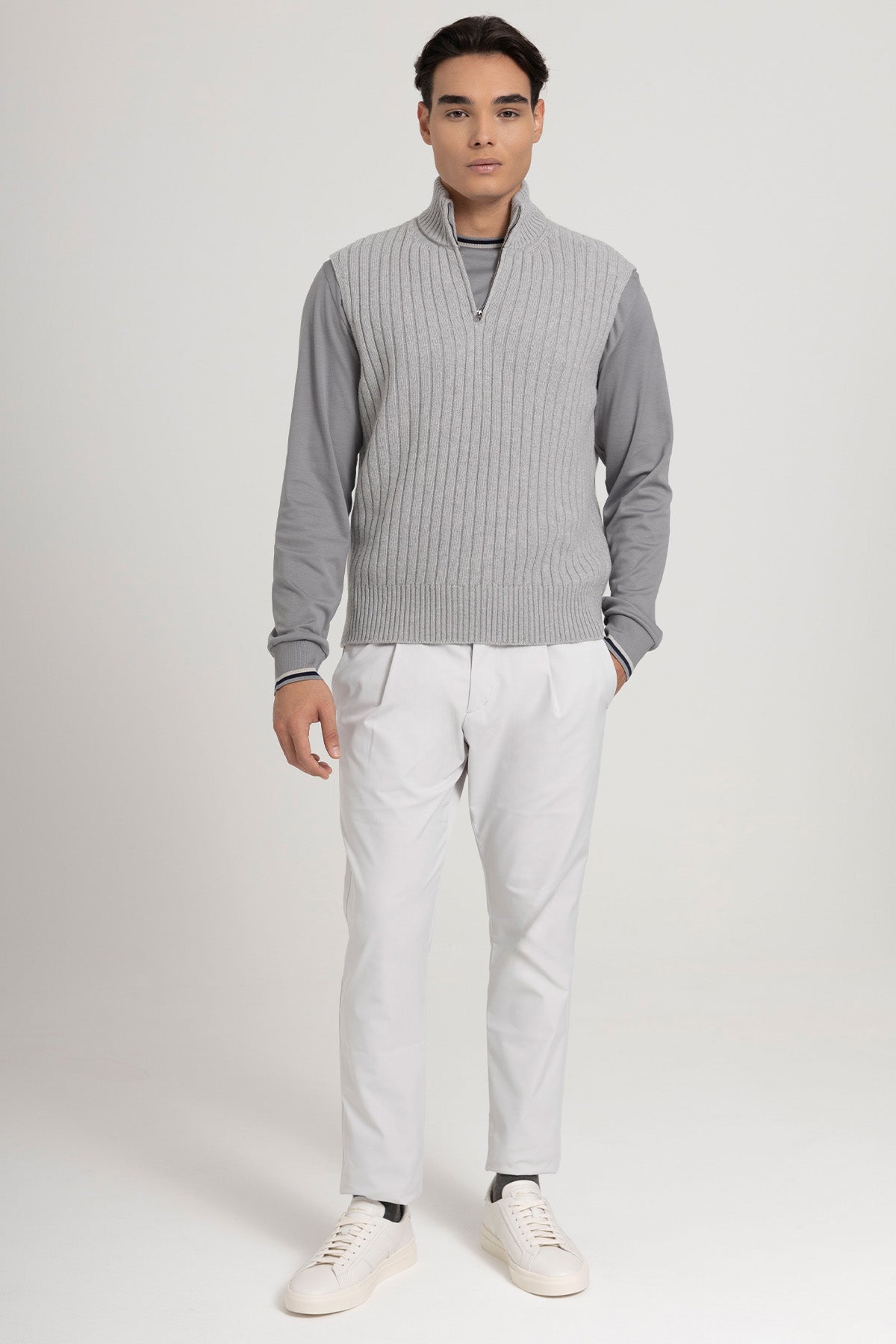 Herno Resort Regular Fit Yarım Fermuarlı Örgü Yün Triko