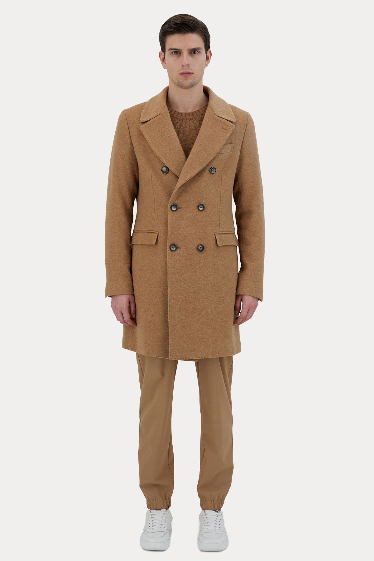 Herno Regular Fit Kruvaze Yün Kaban