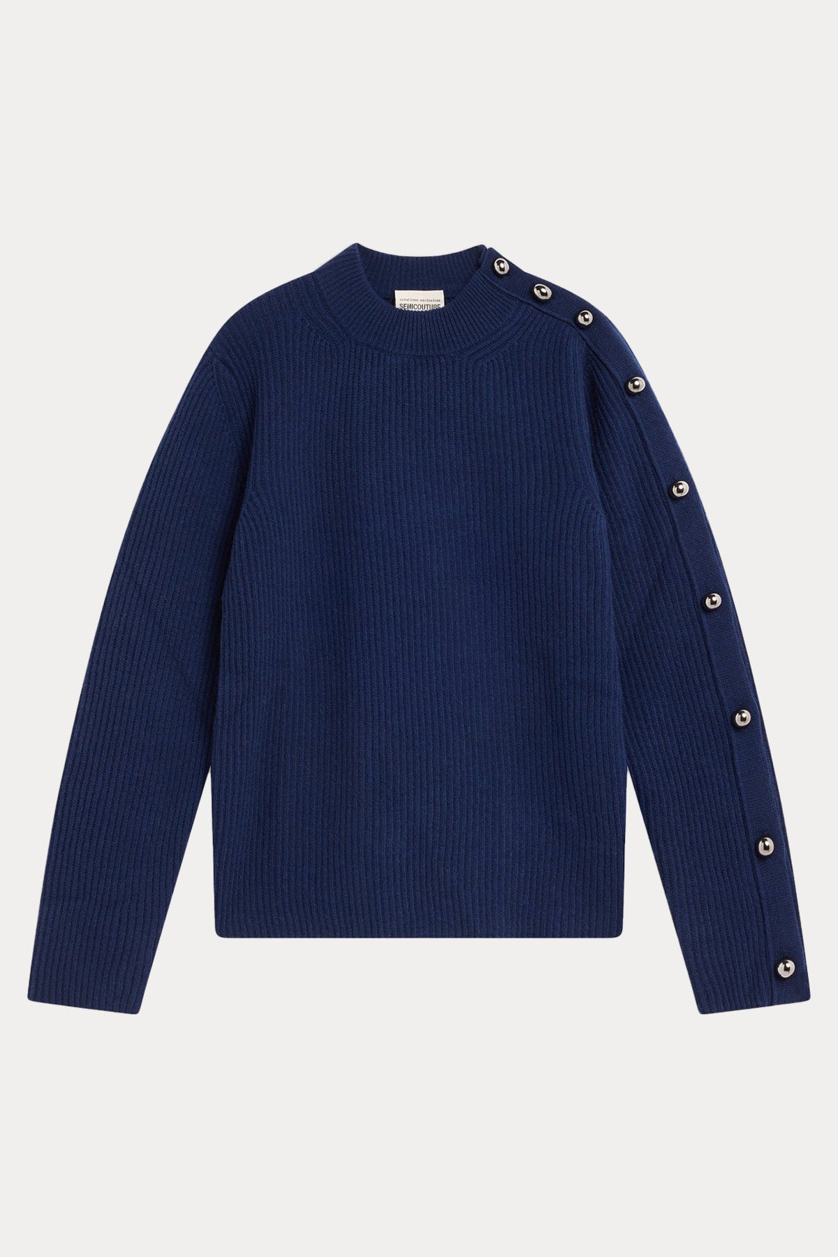 Semicouture Yuvarlak Dik Yaka Örgü Yün Triko