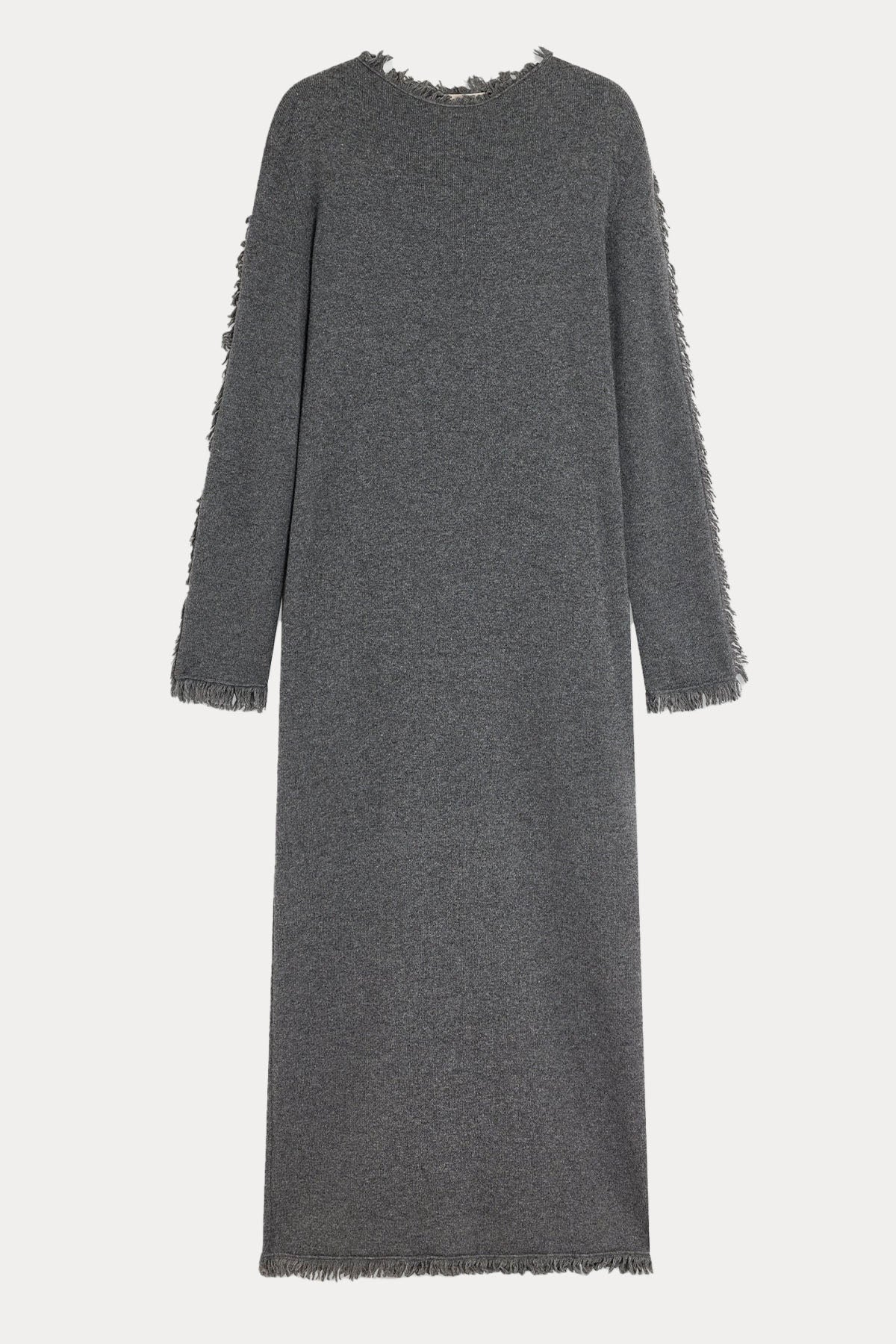 Semicouture Regular Fit Yırtmaç Detaylı Örgü Kaşmir Yün Midi Elbise