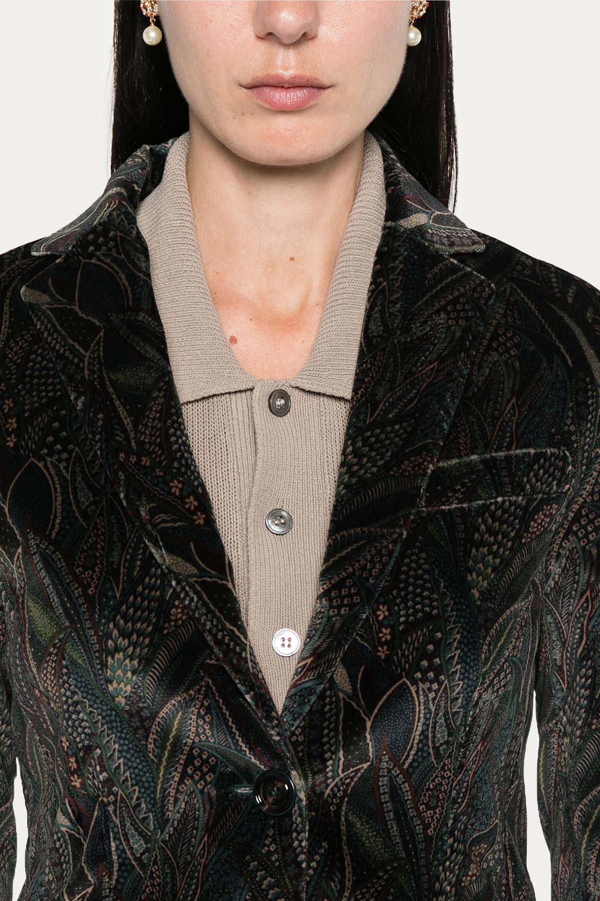 Circolo 1901 Desenli Kadife Blazer Ceket-Ceket-Libas
