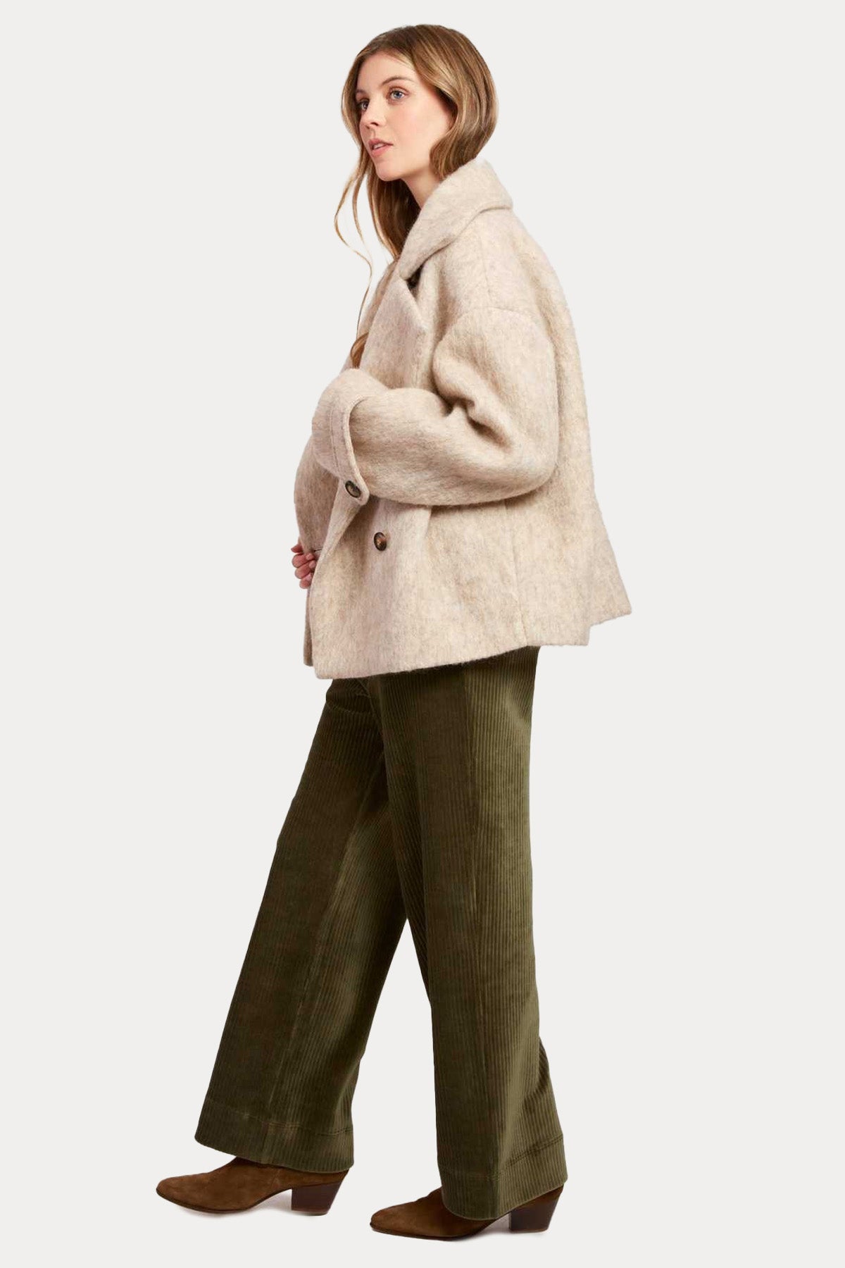 Rene Derhy Lilas Kruvaze Yün Ceket