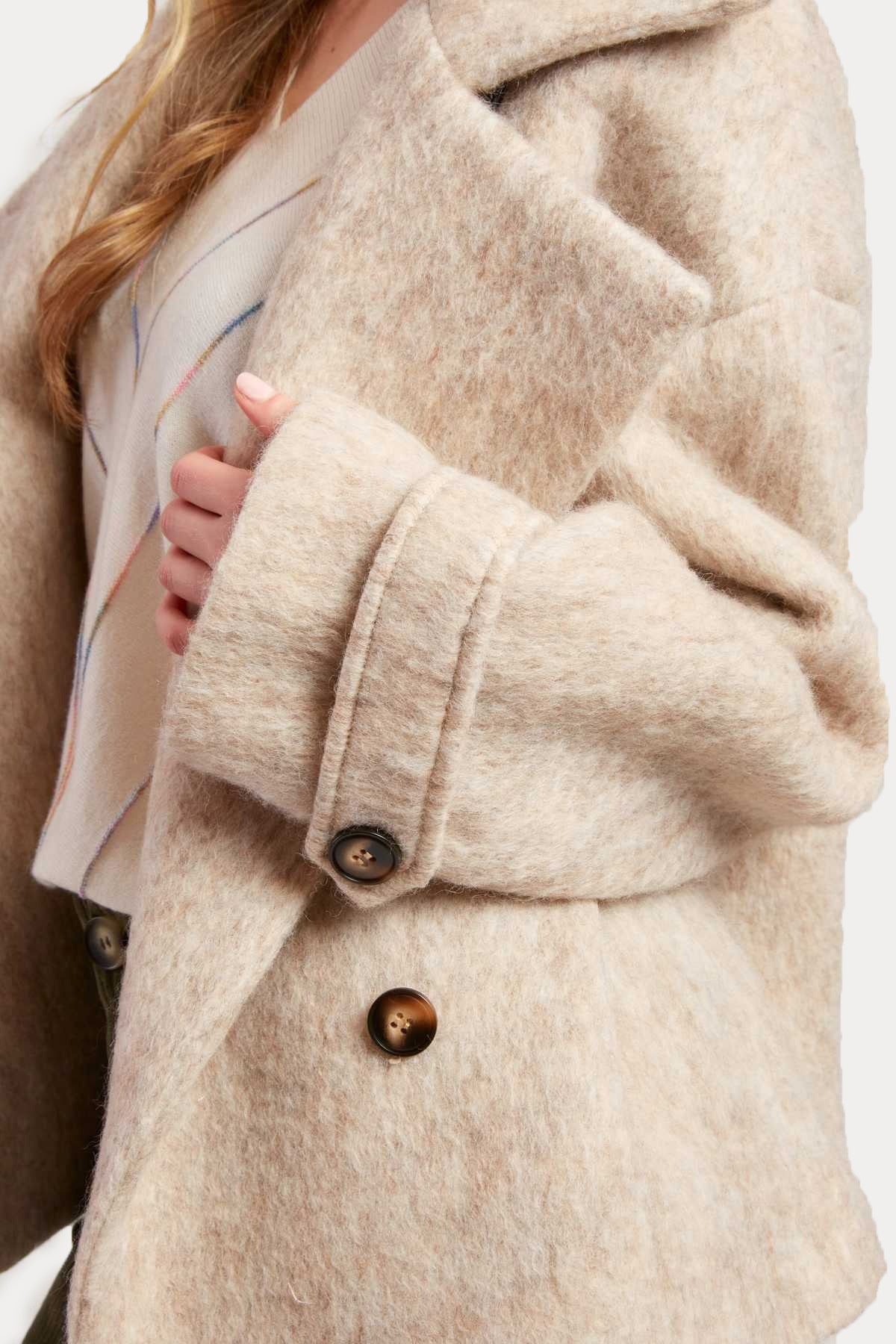 Rene Derhy Lilas Kruvaze Yün Ceket