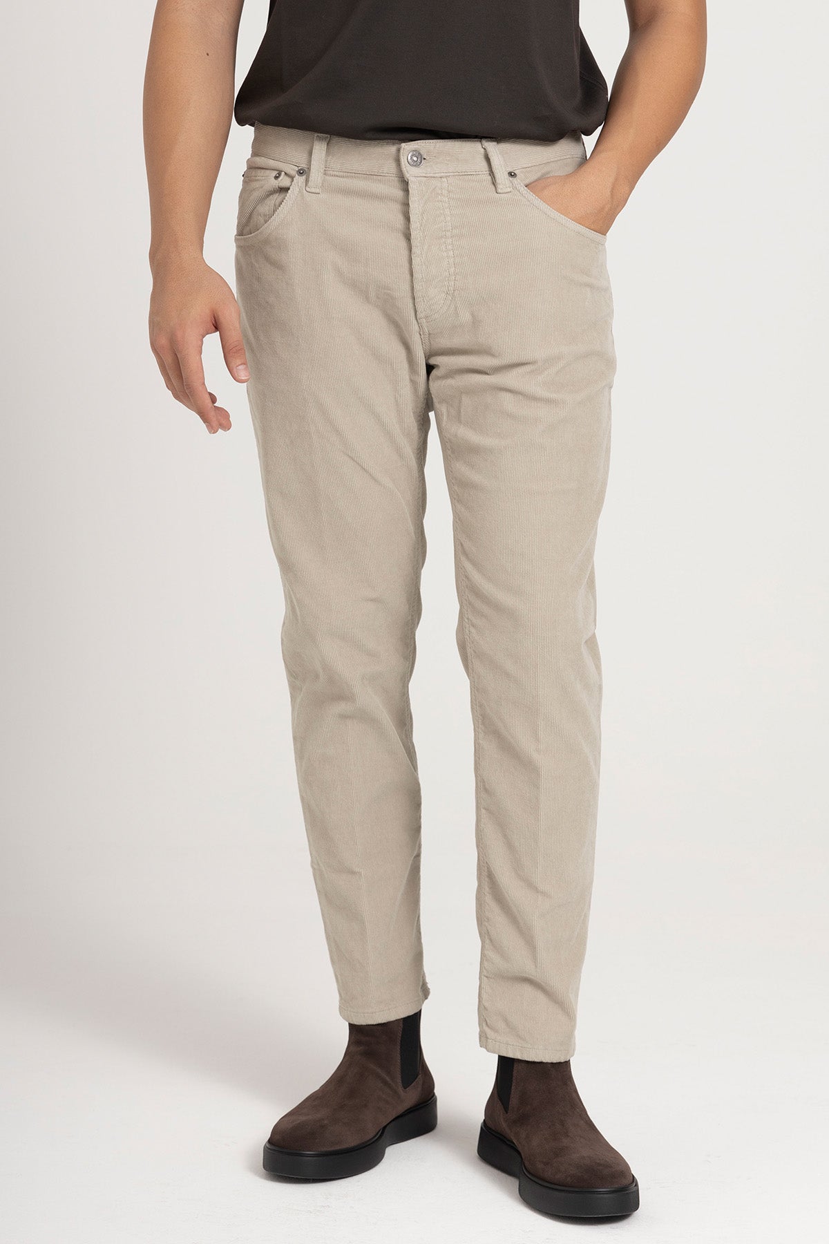 Dondup Brighton Carrot Fit Fitilli Kadife Pantolon-Pantolon-Libas
