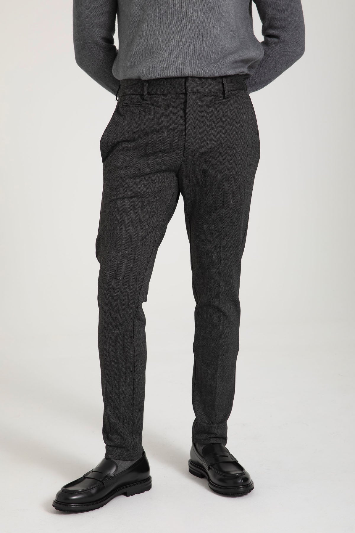 Dondup Slim Fit Balıksırtı Desenli Yandan Cepli Streç Pantolon-Pantolon-Libas