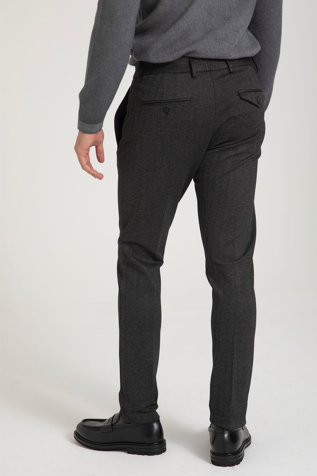 Dondup Slim Fit Balıksırtı Desenli Yandan Cepli Streç Pantolon-Pantolon-Libas