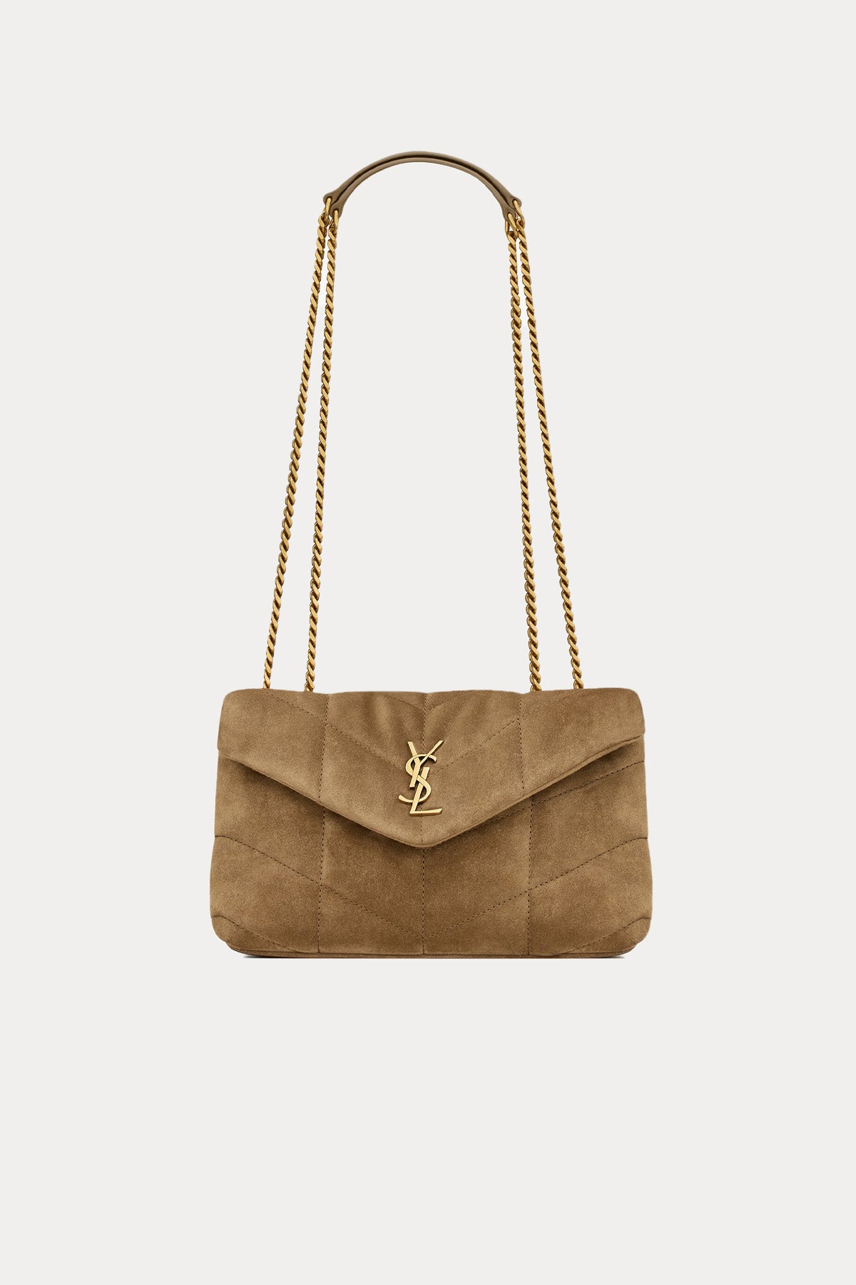 Saint Laurent Silver Zincir Askılı Kapitone Süet Omuz Çantası