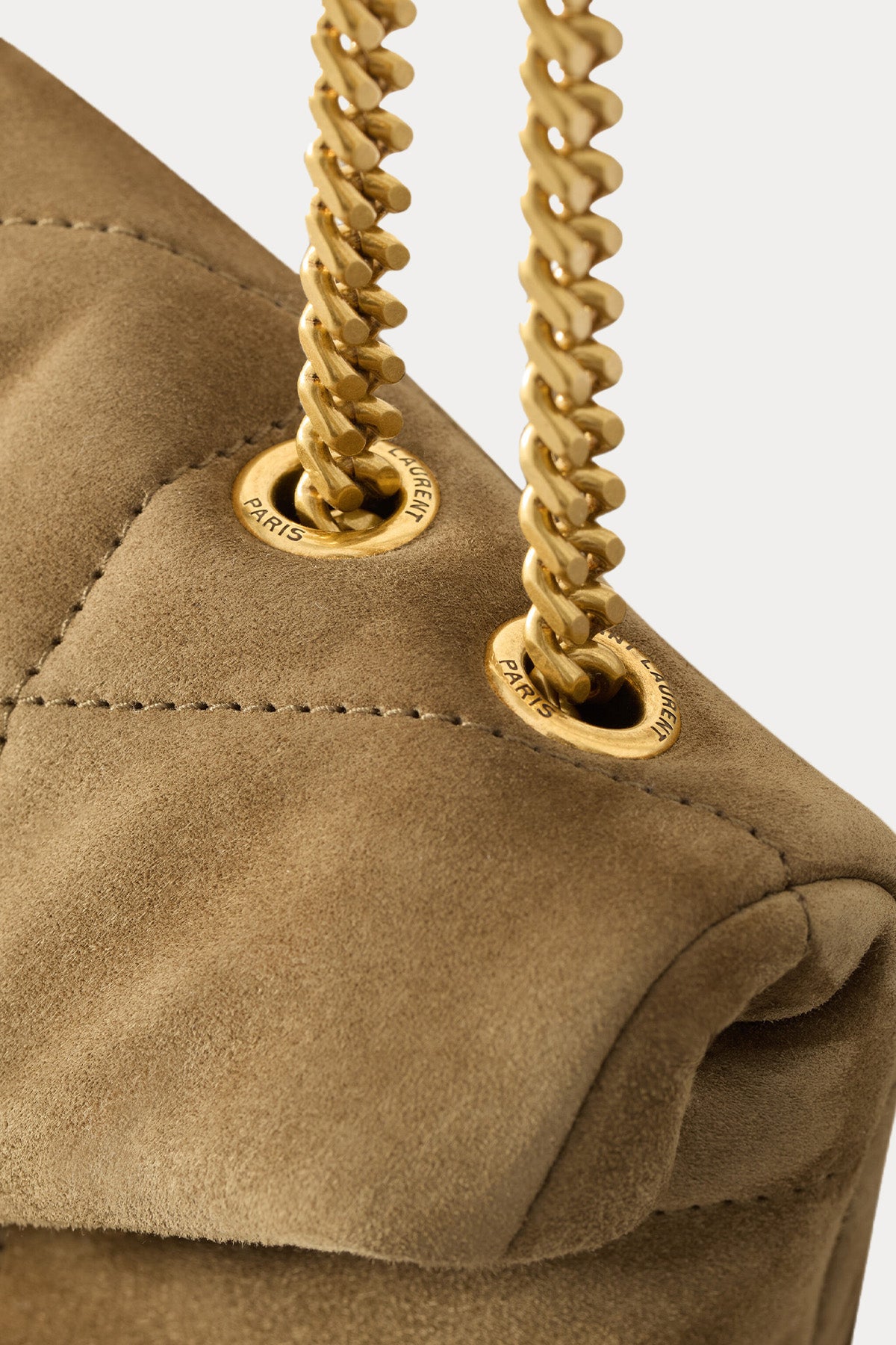 Saint Laurent Silver Zincir Askılı Kapitone Süet Omuz Çantası