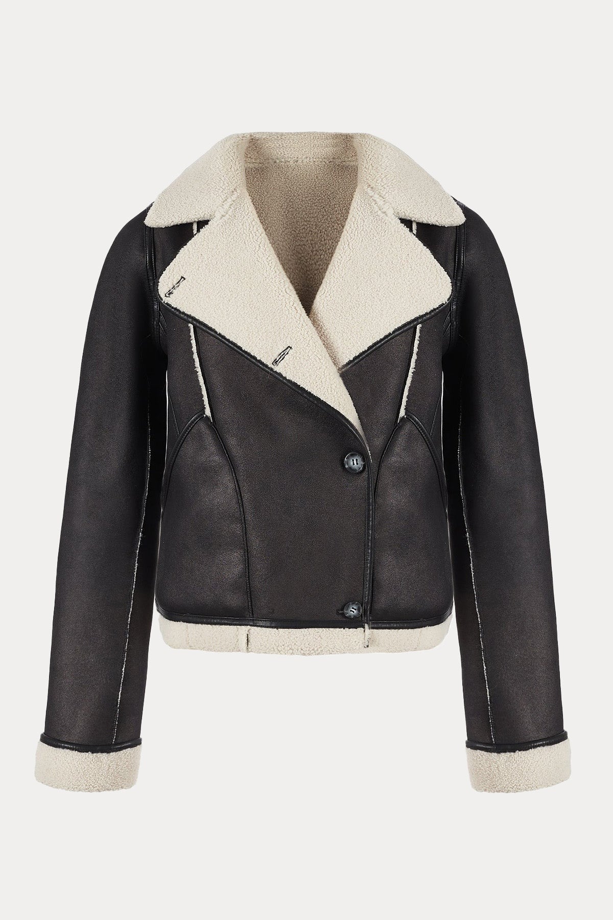 Urbancode Çift Taraflı Kürklü Kruvaze Deri Mont