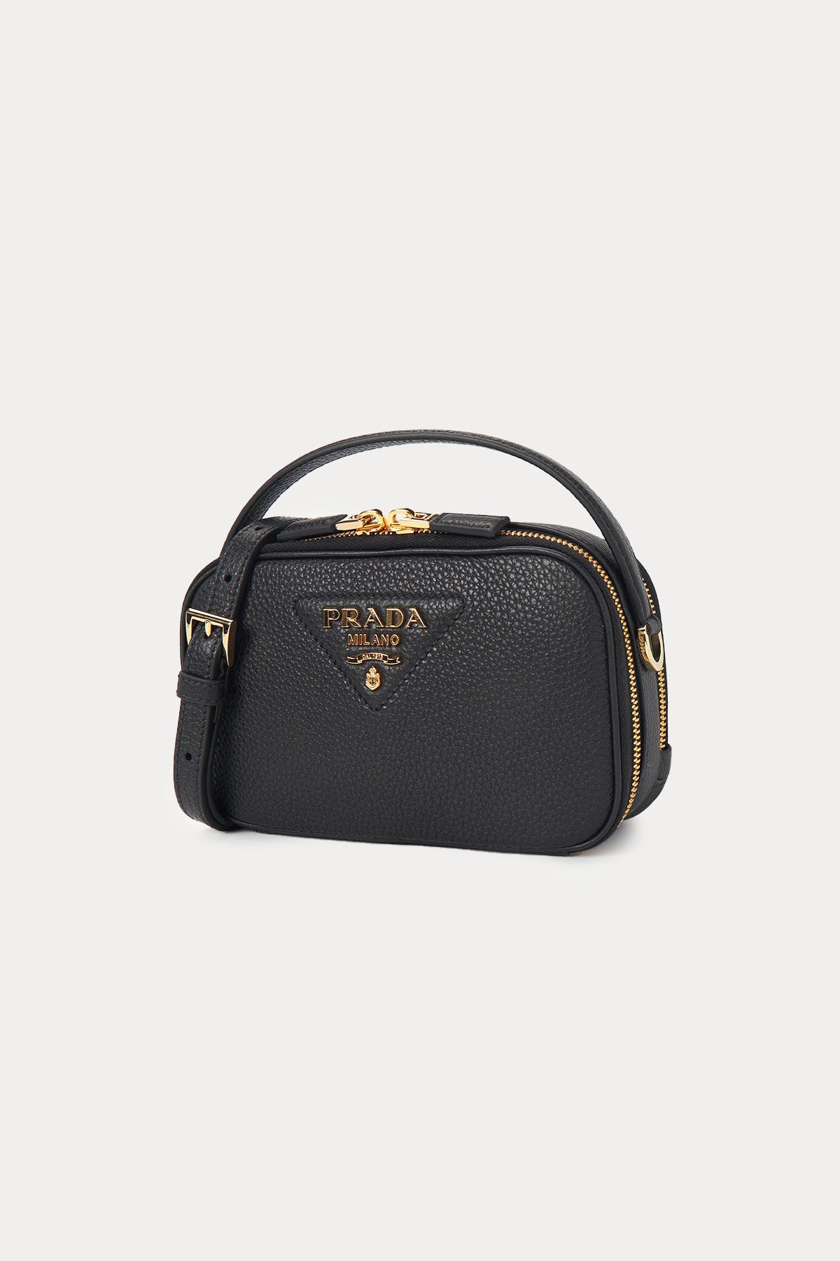 Prada Logolu Çift Bölmeli Deri Small Omuz Çantası