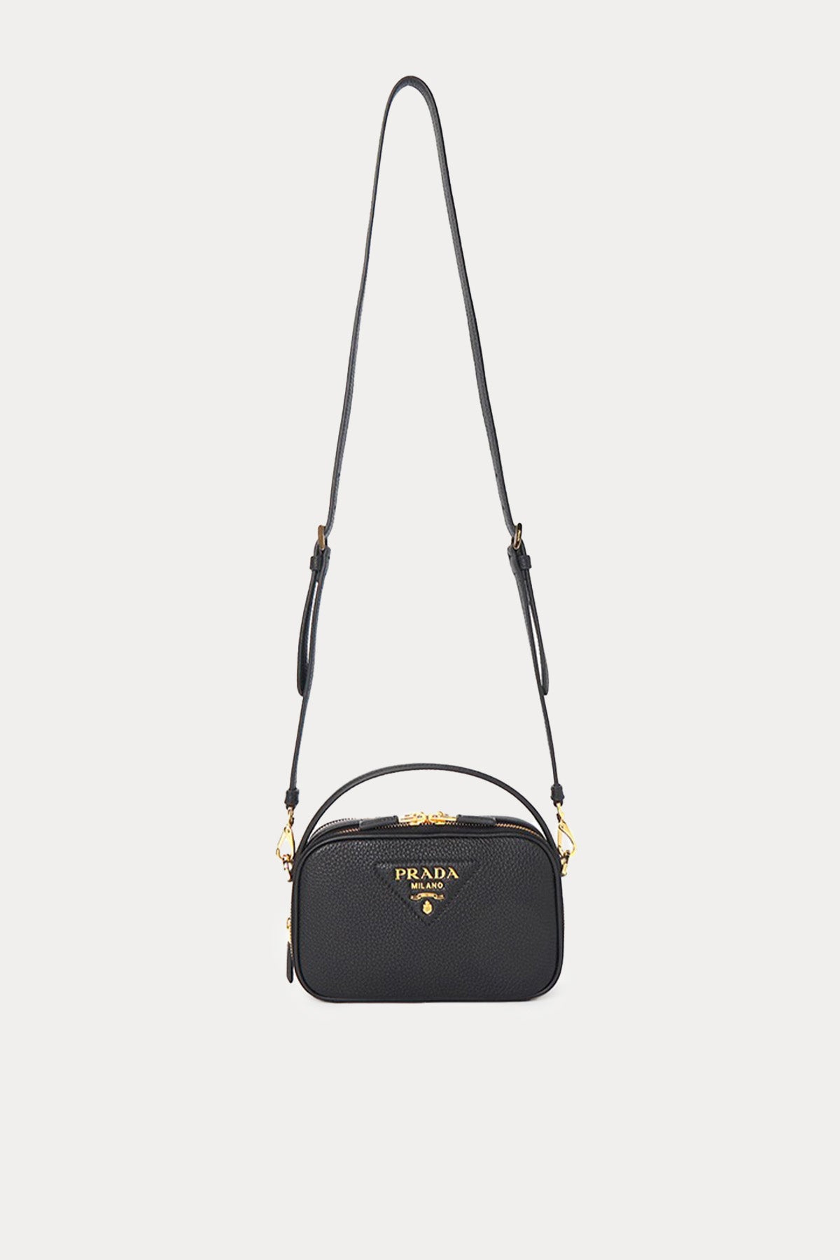 Prada Logolu Çift Bölmeli Deri Small Omuz Çantası