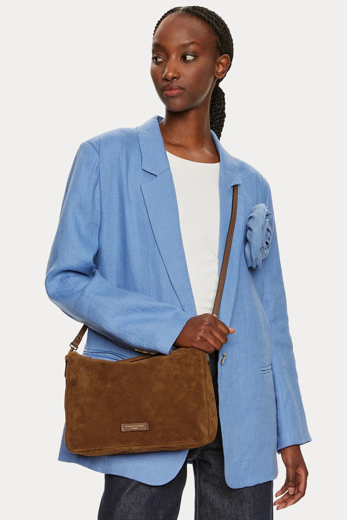 Gianni Chiarini Nora Pouch Süet Clutch Çanta BS 10225 CM PL COGNAC